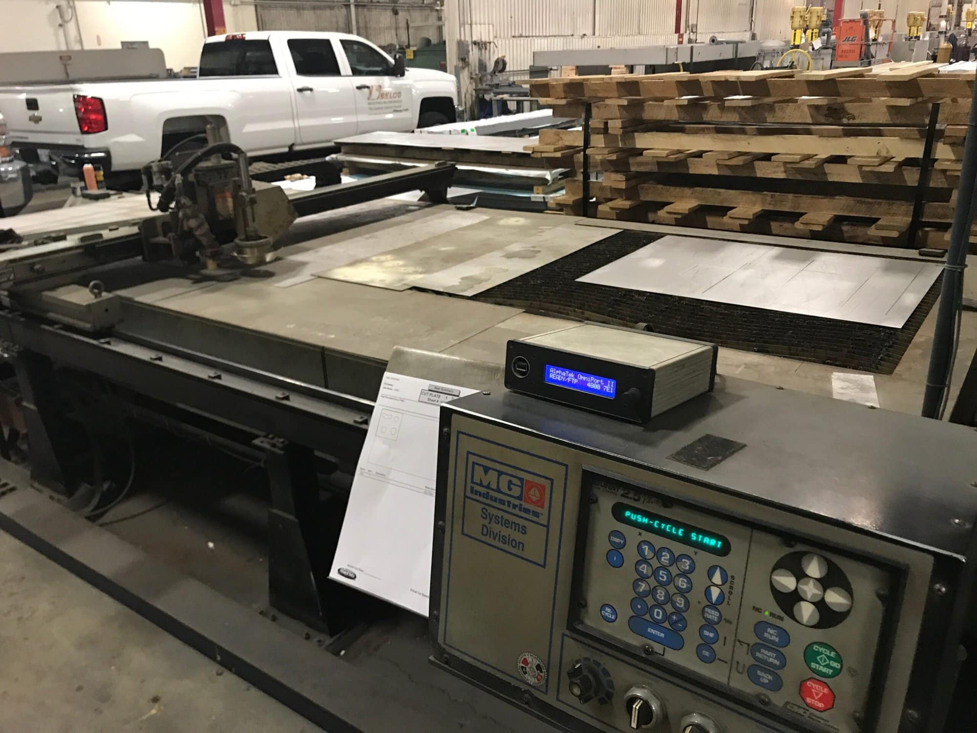 MG Industries SE1006 6’ x 14’ Plasma Cutting Table, 1994, CNC, Thermal Dynamics Plasma Source, Burny 2.5 CNC Control