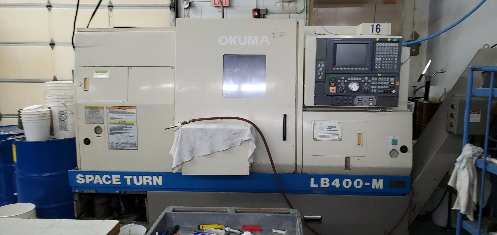 Okuma Spaceturn LB400-M CNC Lathe, 2000 - Y Axis, Chip Conveyor, Live Tooling