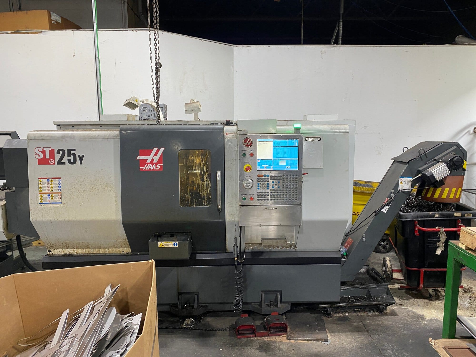 Haas ST-25Y Multi Axis CNC Lathe, 2014 - Barfeed, Royal Collet and Three Jaw Chucks