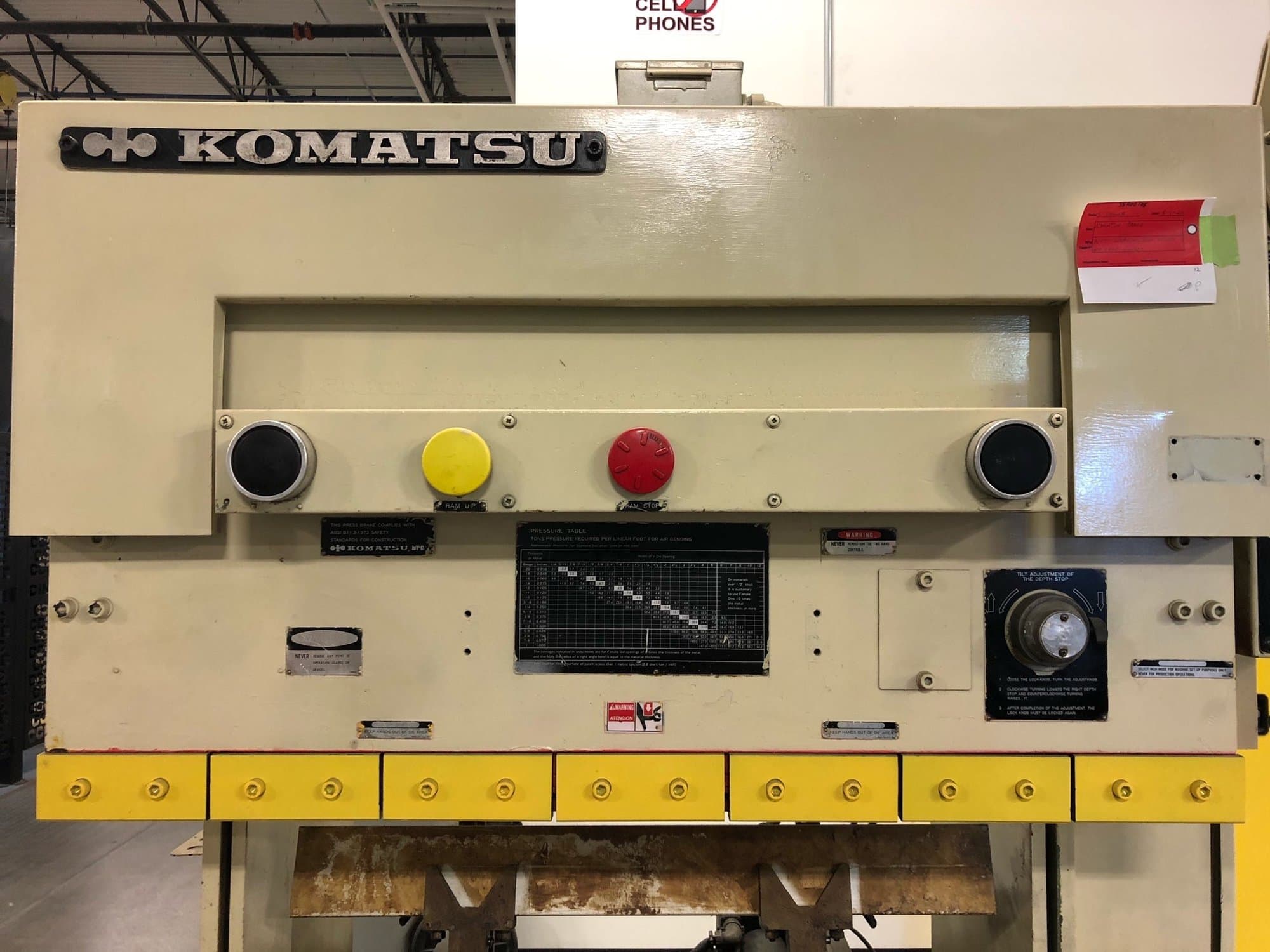 38 Ton x 4' Komatsu PHS35X125 CNC Press Brake, 1986