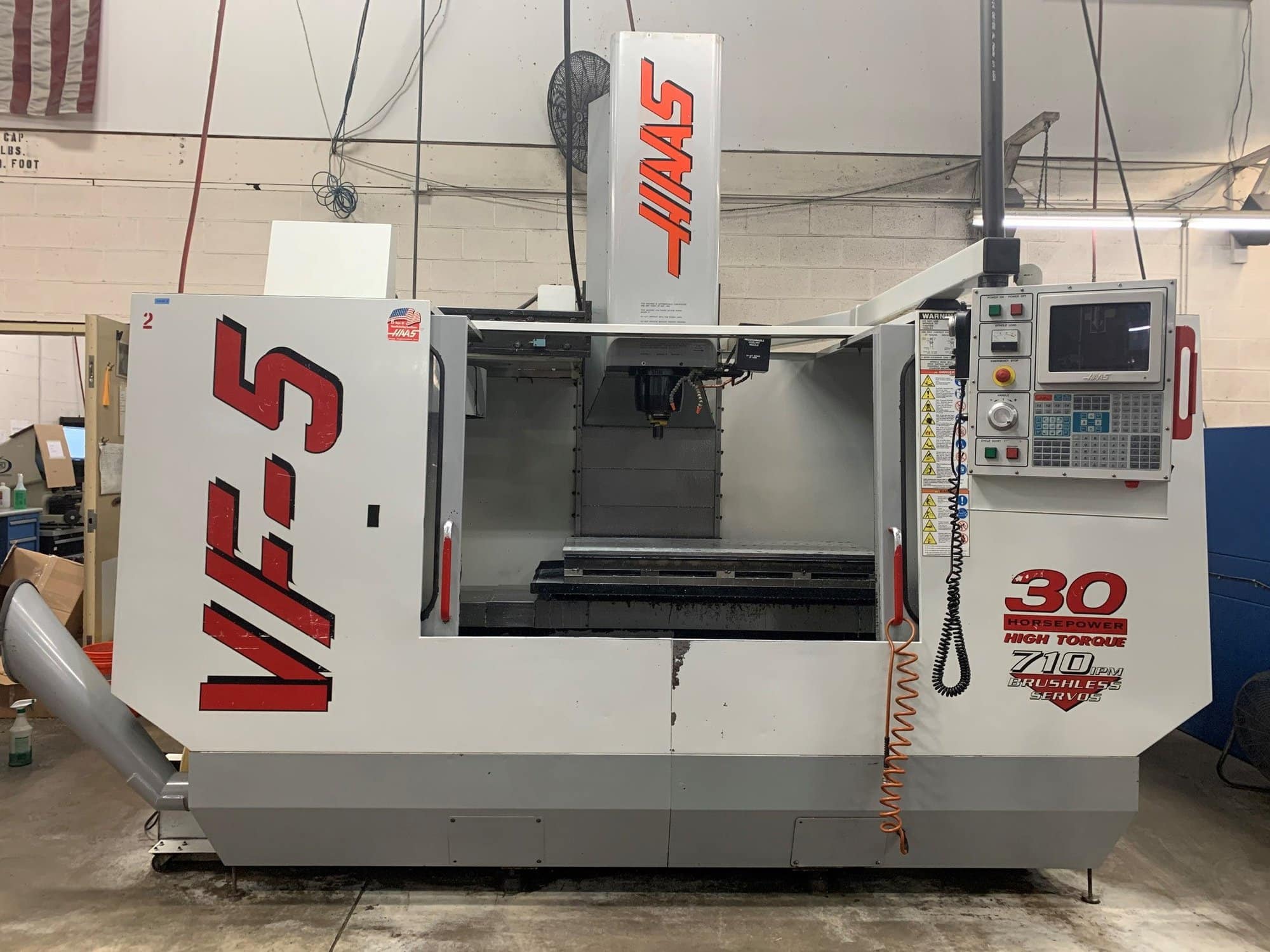 Haas VF-5/50 VMC, 1999 - 4th Axis Pre-Wired, Chip Auger
