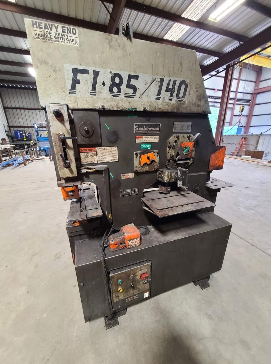 85 Ton Scotchman Fi-85/140 Ironworker,1990s- Single Phase, Tooling Included