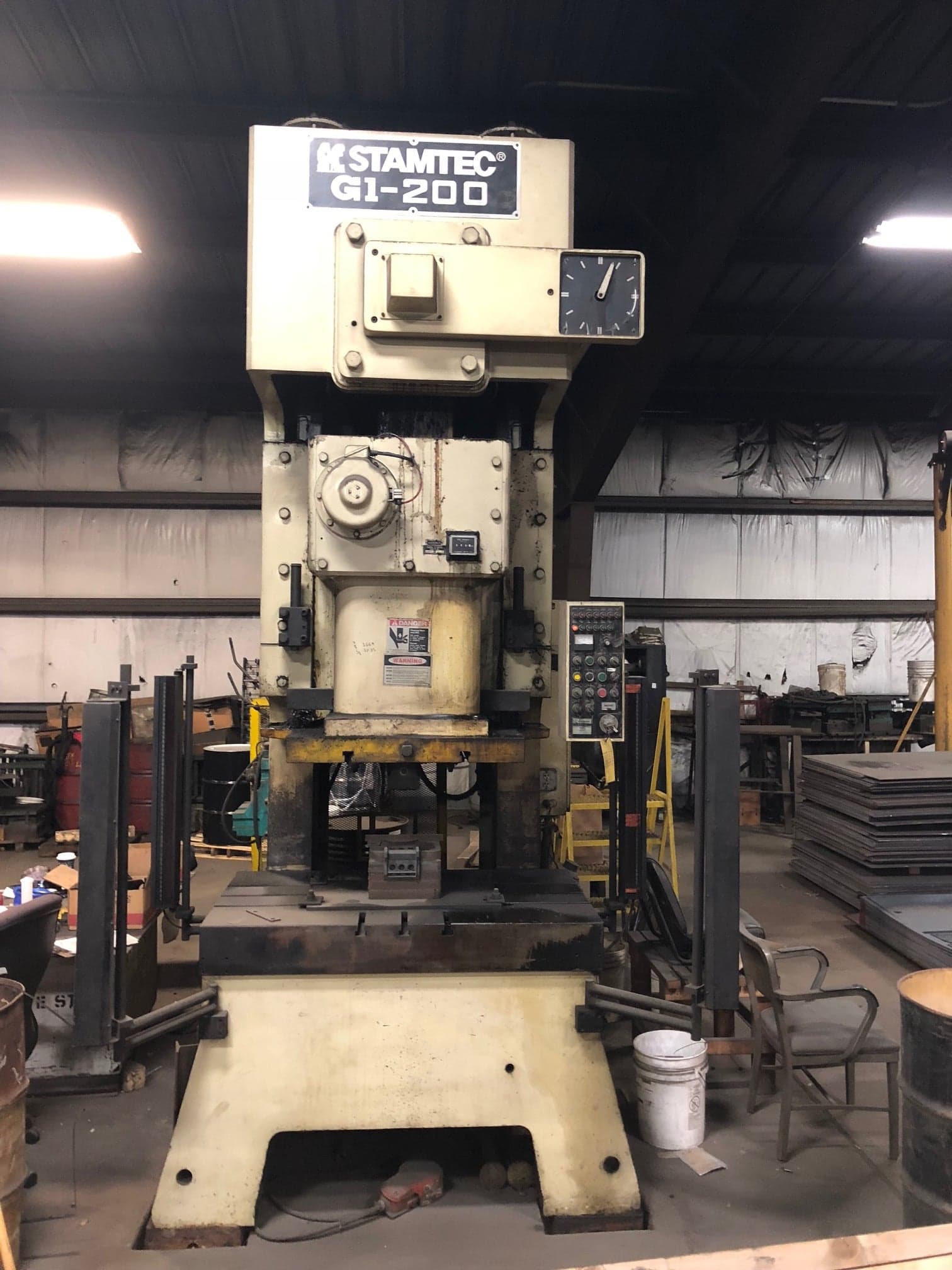 200 Ton Stamtec G1-200S Gap Frame Press, 2000 - 33.49" x 24.82" (Slide Area), 55.16" x 32.30" (Bolster Area), 7.88" Stroke
