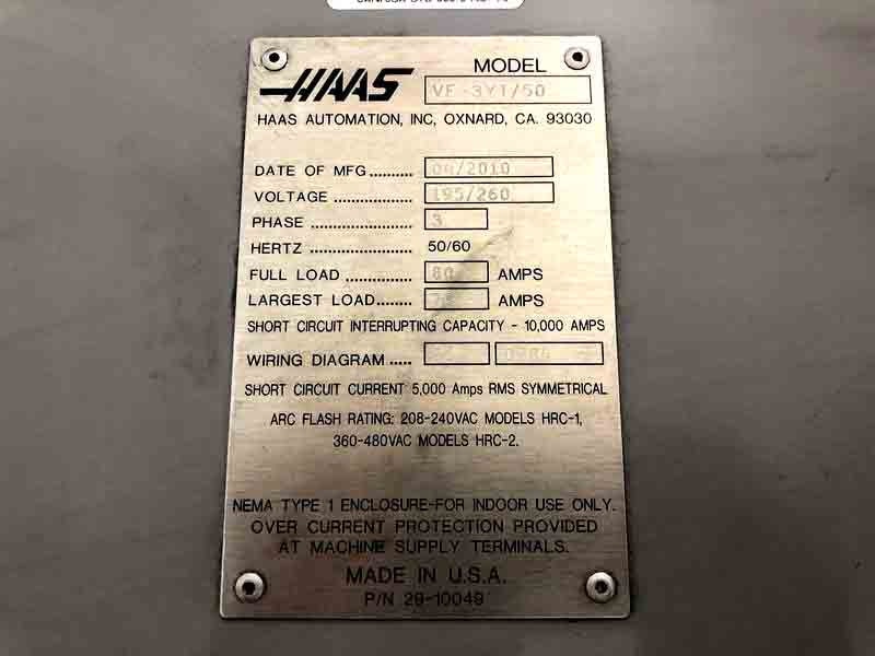2010 Haas VF-3YT/50 - Thru Spindle, Wired for 4th and 5th Axis - Image 13
