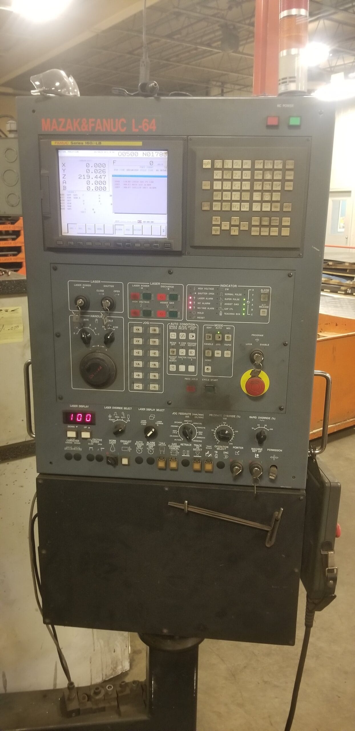 2500 Watt Mazak Space Gear U44 5-Axis CNC Laser, 2007- 4' x 4', Resonator Rebuilt in 2017, Fanuc 160i-LB Control - Image 6