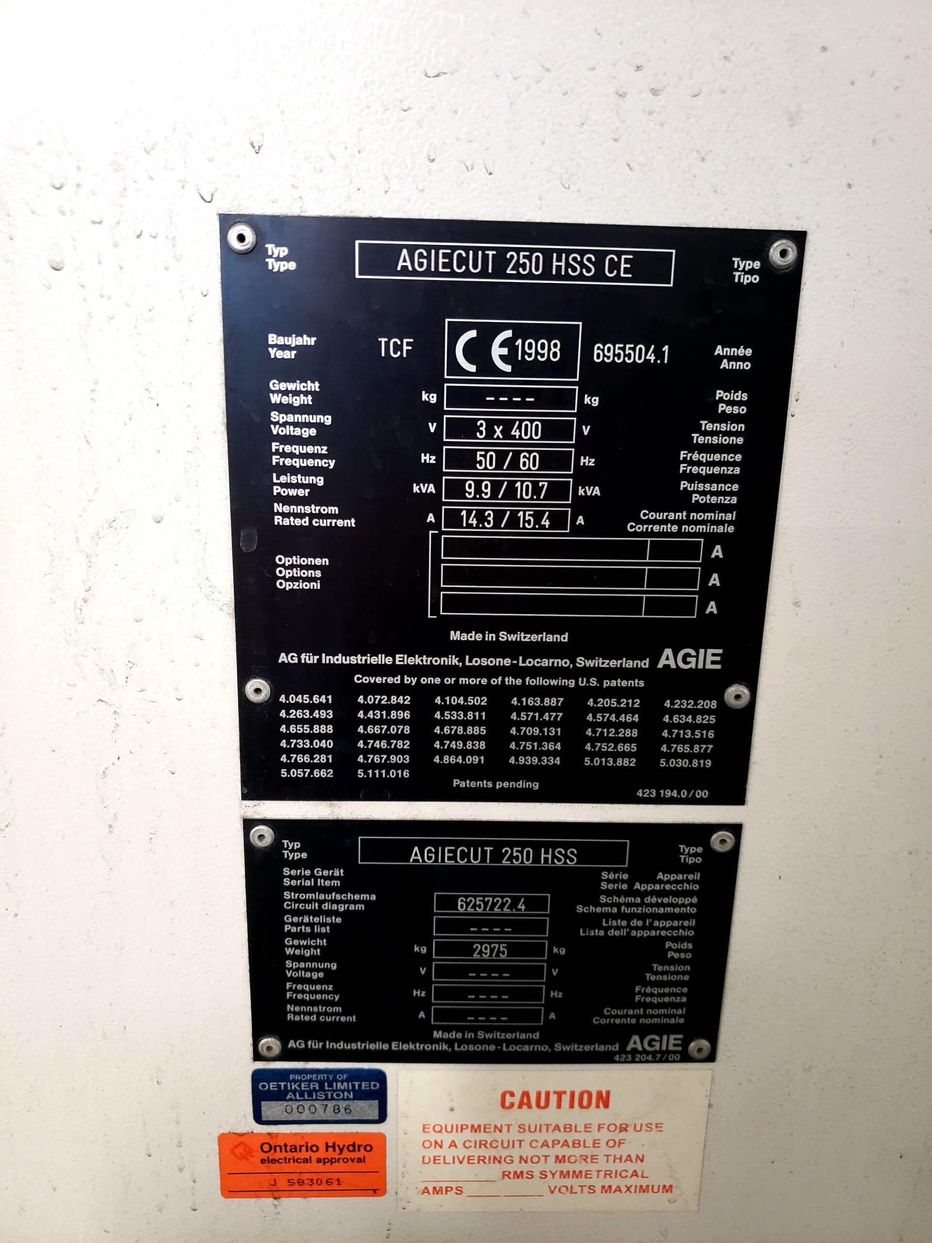 Agie Agiecut 250 HSS CE Wire EDM, 1997 - Good Running Machine - Image 8