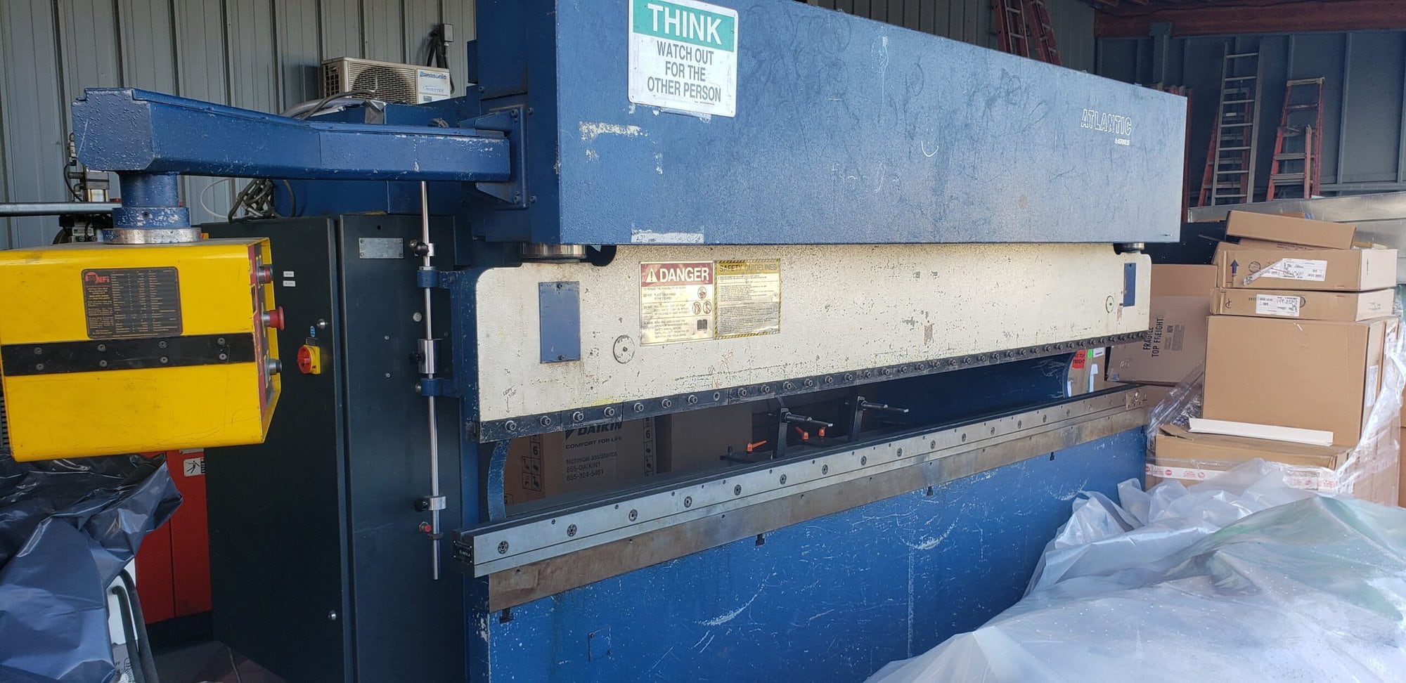 120 ton X 12' Haco Atlantic Hydraulic Press Brake, 1993- NC Control ATL 500, single axis back gauge