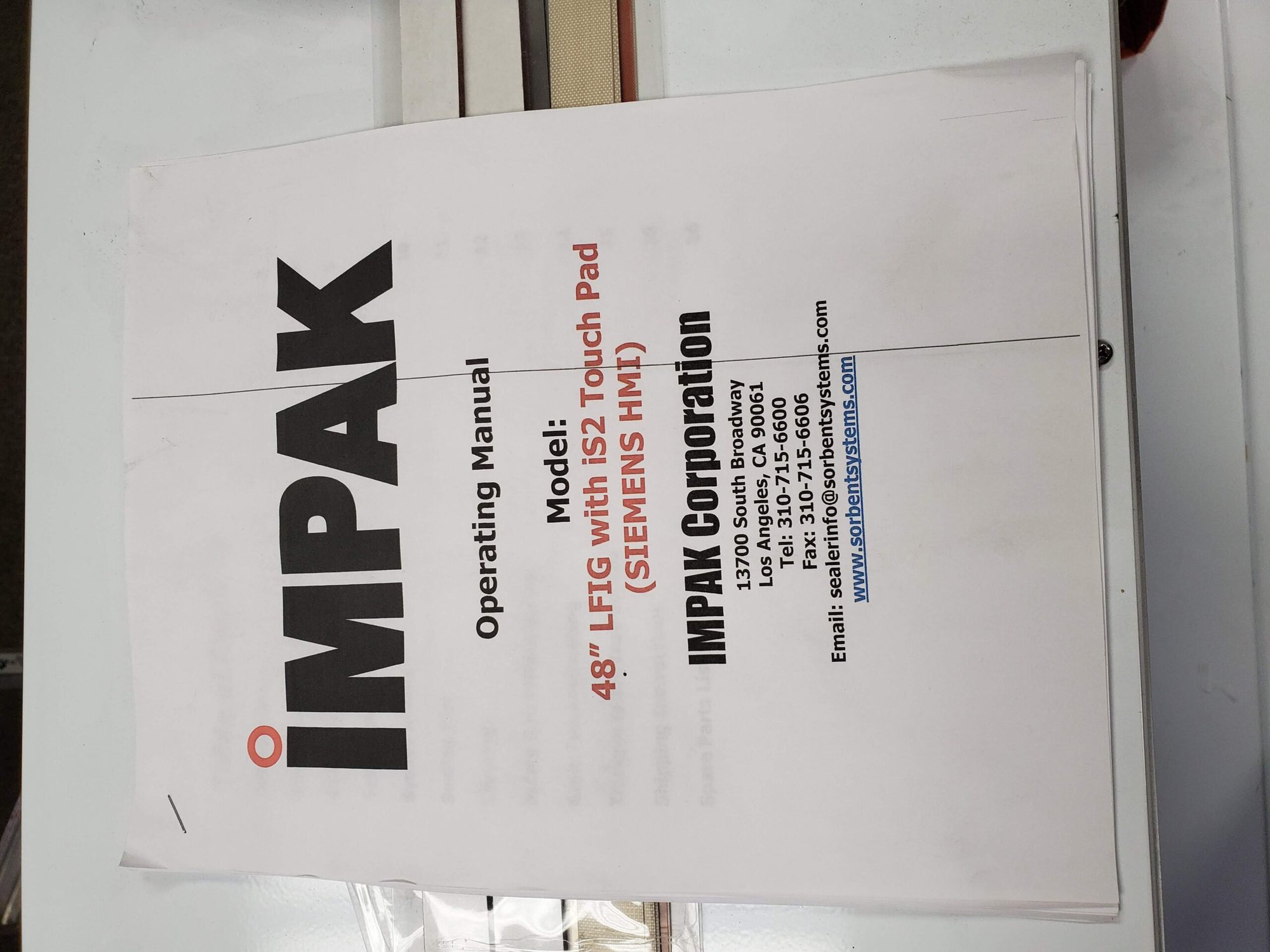 IMPAK 48" LFIG with iS2 Touch Pad Seam Sealer, 2017- Never Been Used - Image 6
