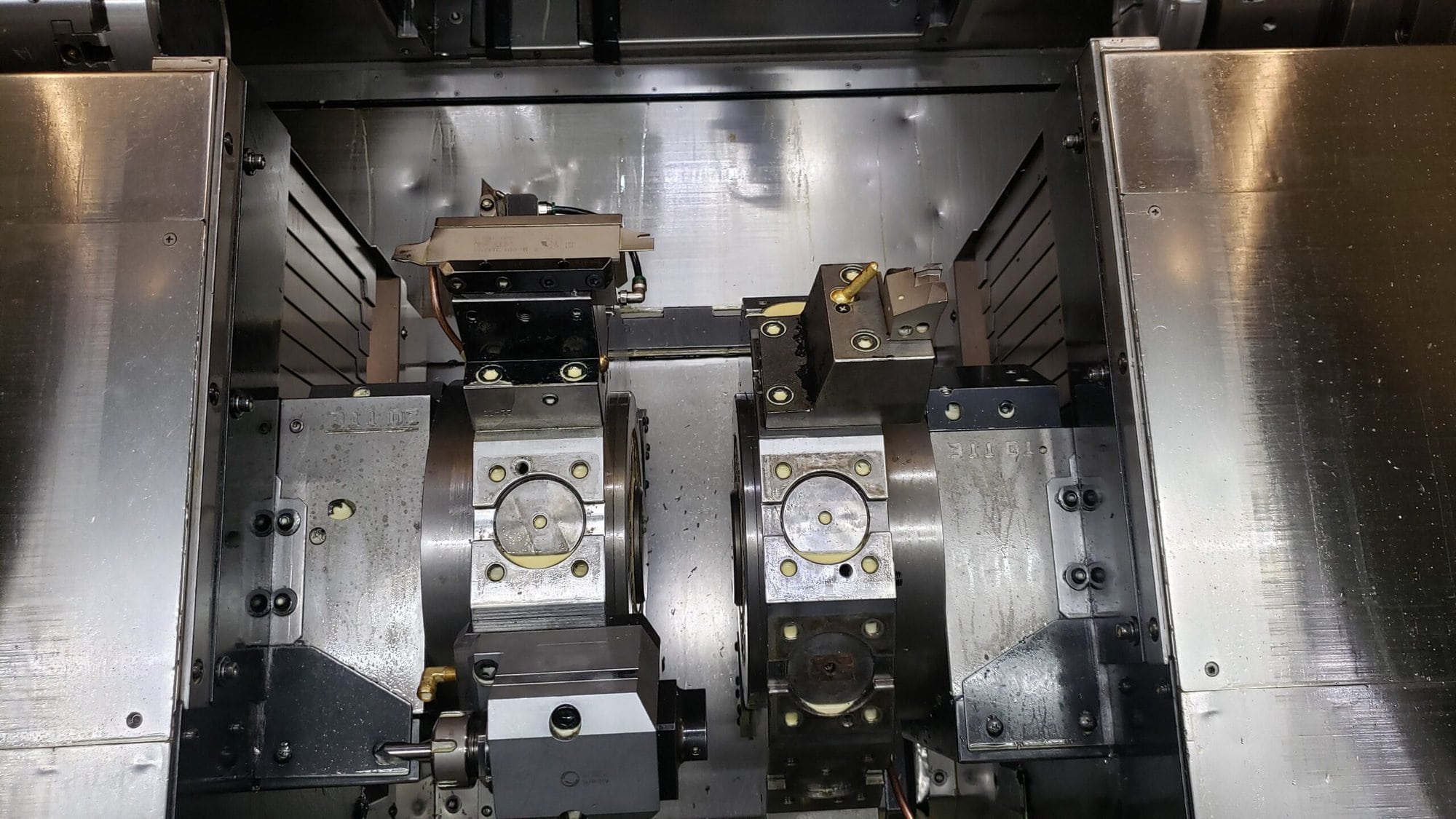 NAKAMURA-TOME WTW-150 CNC Turning Center, 2003 - 4 Turrets, Live Tooling, Chip Conveyor, Under Power Making Precision Parts - Image 4