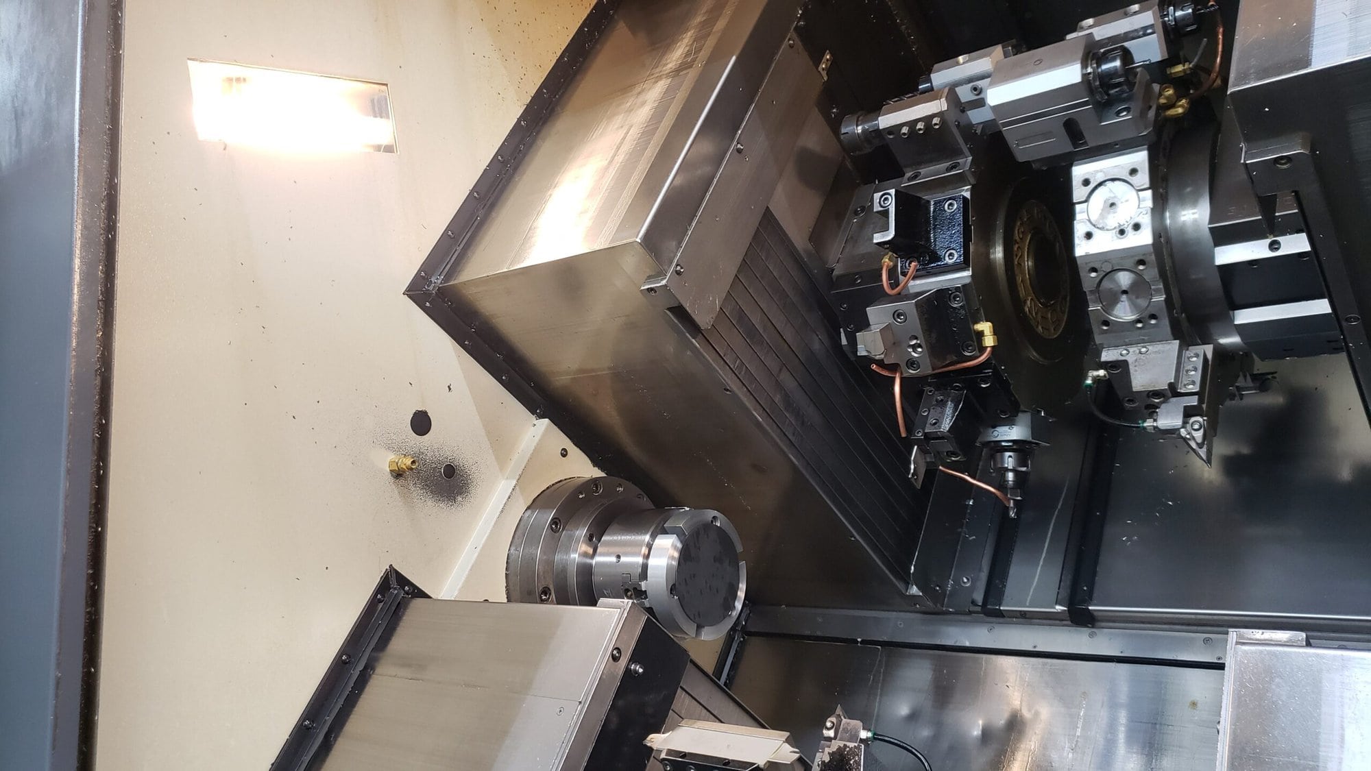 NAKAMURA-TOME WTW-150 CNC Turning Center, 2003 - 4 Turrets, Live Tooling, Chip Conveyor, Under Power Making Precision Parts - Image 7