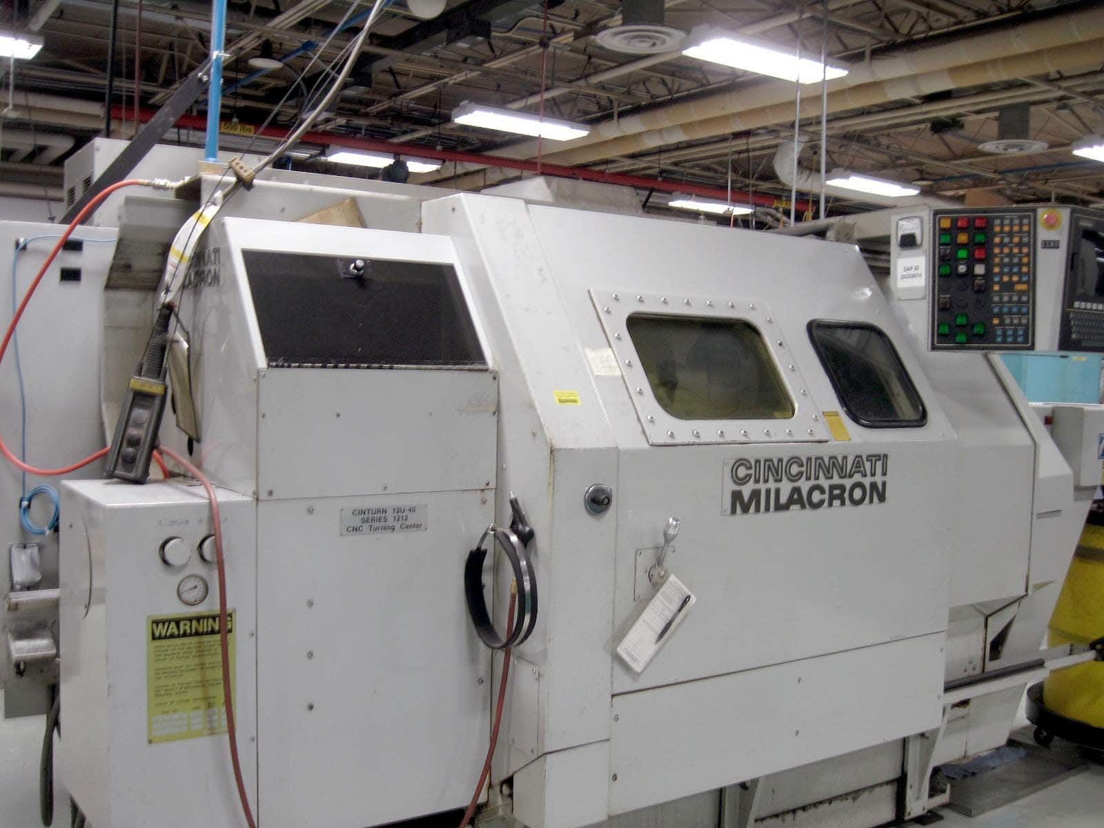 Cincinnati Milacron 1212 Cinturn UTC CNC Lathe, 1986 - Tailstock, Conveyor
