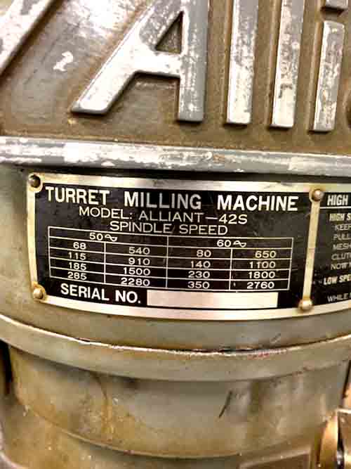 Alliant 42S Milling Machine - Image 5
