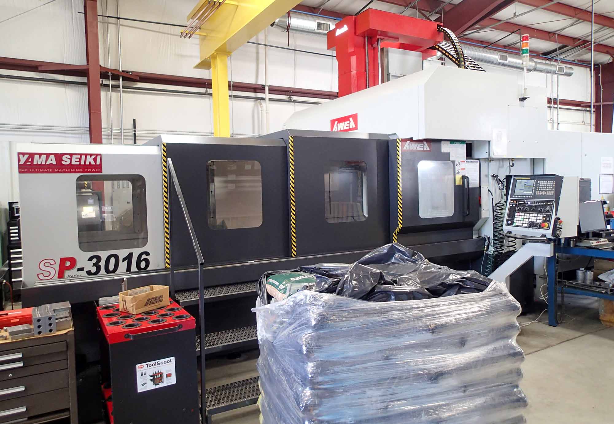 Yama Seiki Awea SP 3016 Vertical Bridge Mill, 2017- 128" x 60" Table, Fanuc, 1,000 PSI TSC, Low Hours