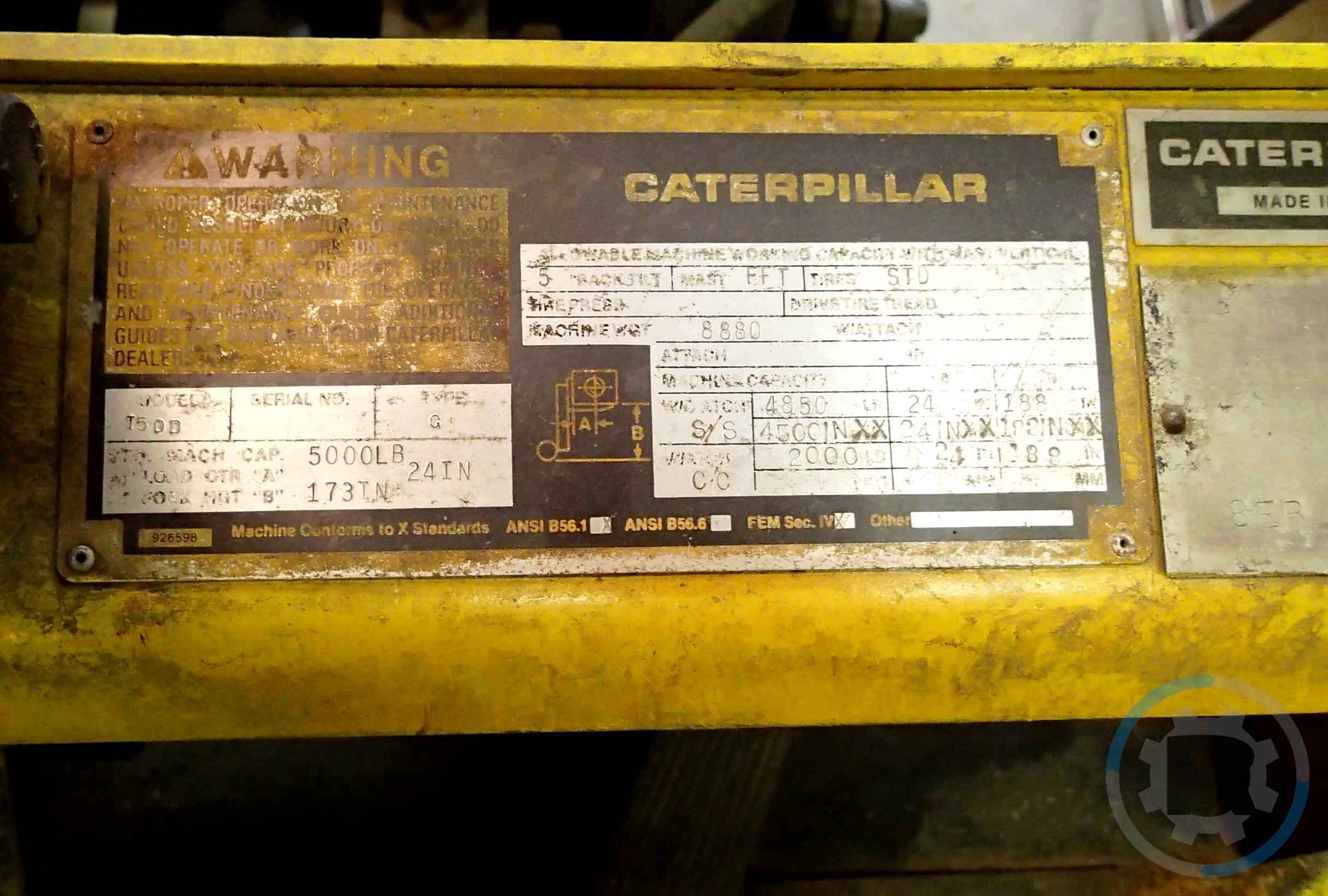 Caterpillar T50D Forklift- 5,000 LB, 188” Height, LP - Image 12