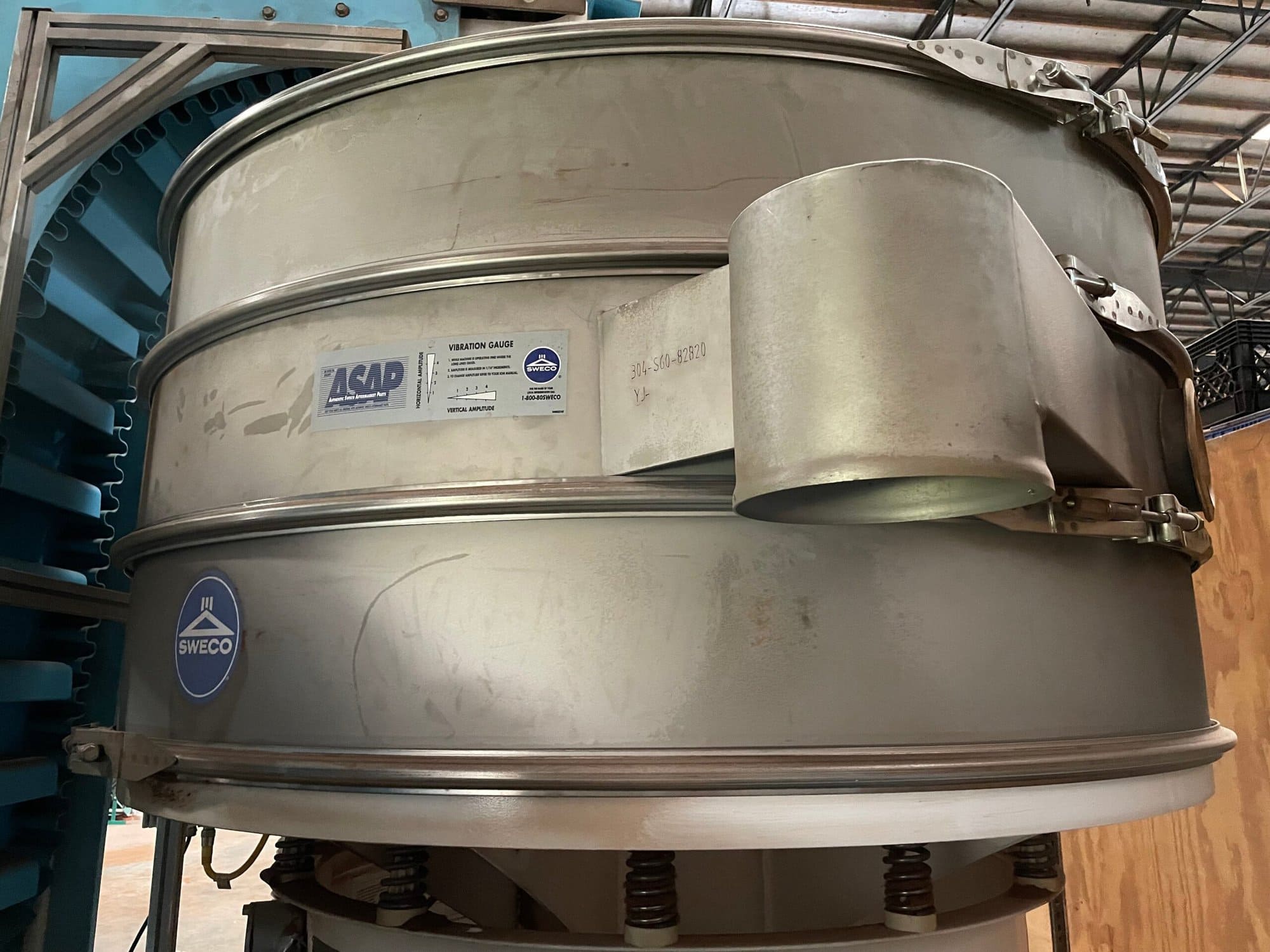 60" Sweco Stainless Steel Double Deck Vibratory Screener CL60S888WC- W/ Additional Supertaut Plus Self Cleaning Screen - Image 6