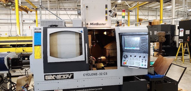 Ganesh Cyclone 32CS CNC Swiss Type Lathe, 2012 - Parts Catcher, Y Axis, 12' Barfeeder
