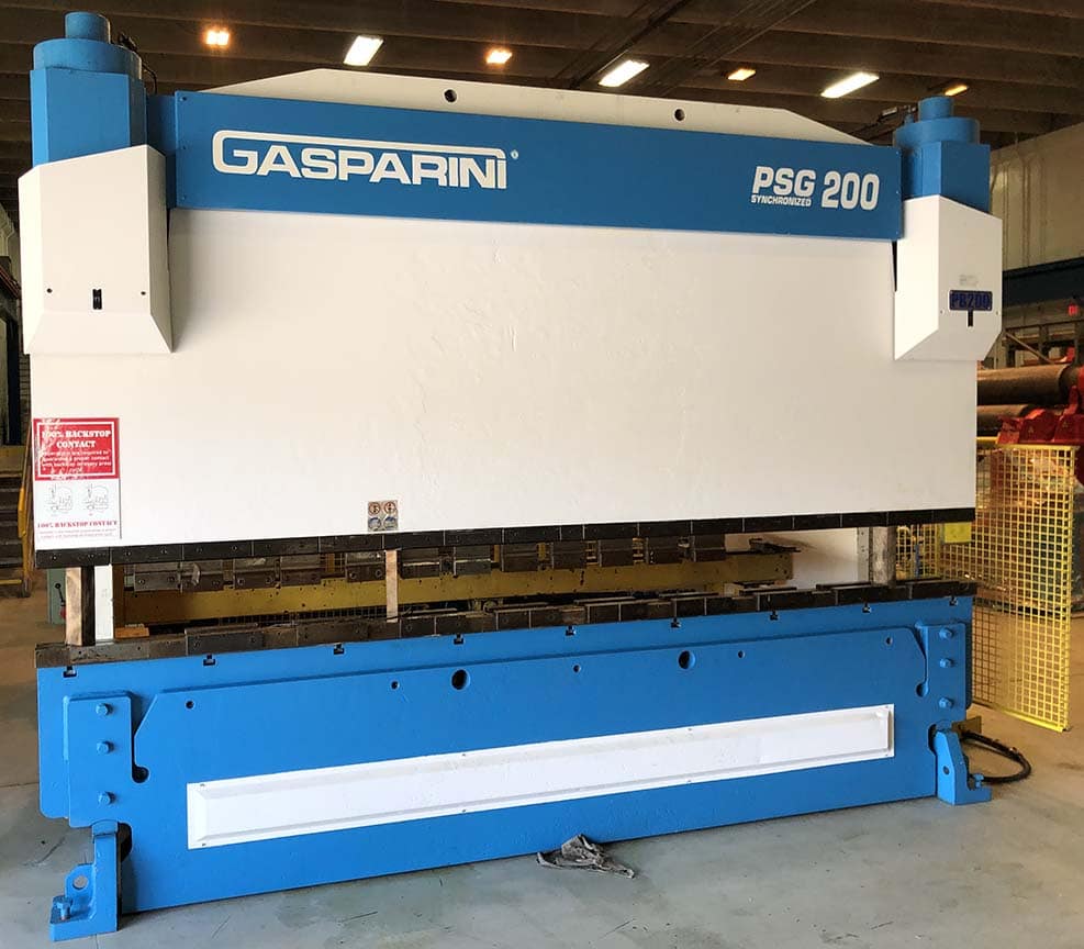 200 Ton x 13' Gasparini PSG-200-4000 CNC Press Brake, 2000 - 3 Axis Backgauge, American Tooling, Delem DA 65