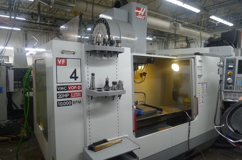 Haas VF-4 VMC, 2002 - 4th Axis HRT-210 Rotary Table, Probing, 10k RPM
