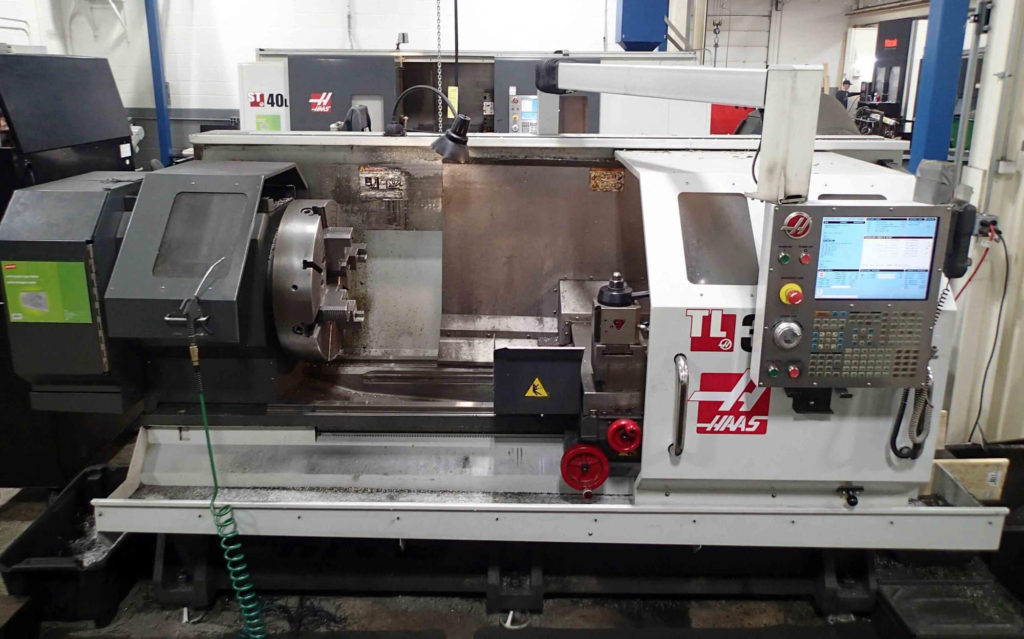 Haas TL-3B CNC Lathe, 2014 - (2) 25" Chucks, Rear Chuck, Coolant Thru Tool Post, Tailstock, Steady Rest