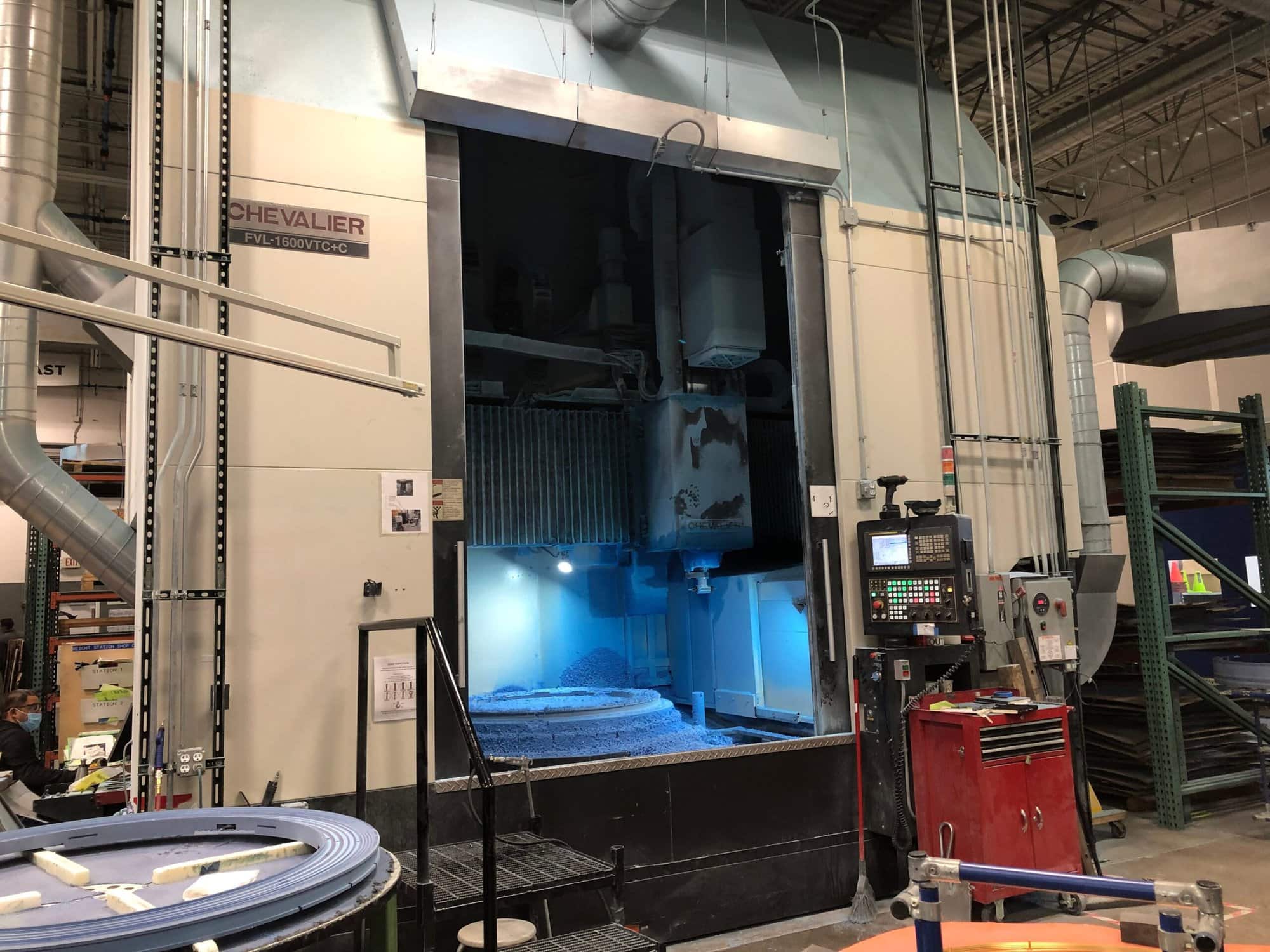 Chevalier FVL-1600VTC-C VTL, 2015 - Live Tooling, 63" Chuck, Box Ways, C-Axis, Probe, Chip Conveyor