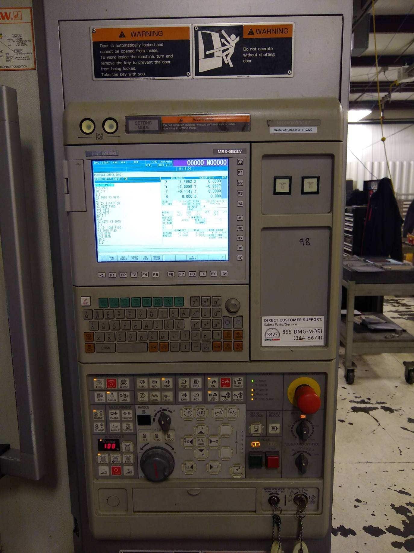 Mori Seiki NHX 4000 HMC, 2011 - Full 4th Axis, 1,000 PSI High Pressure Coolant, Under Power - Image 4