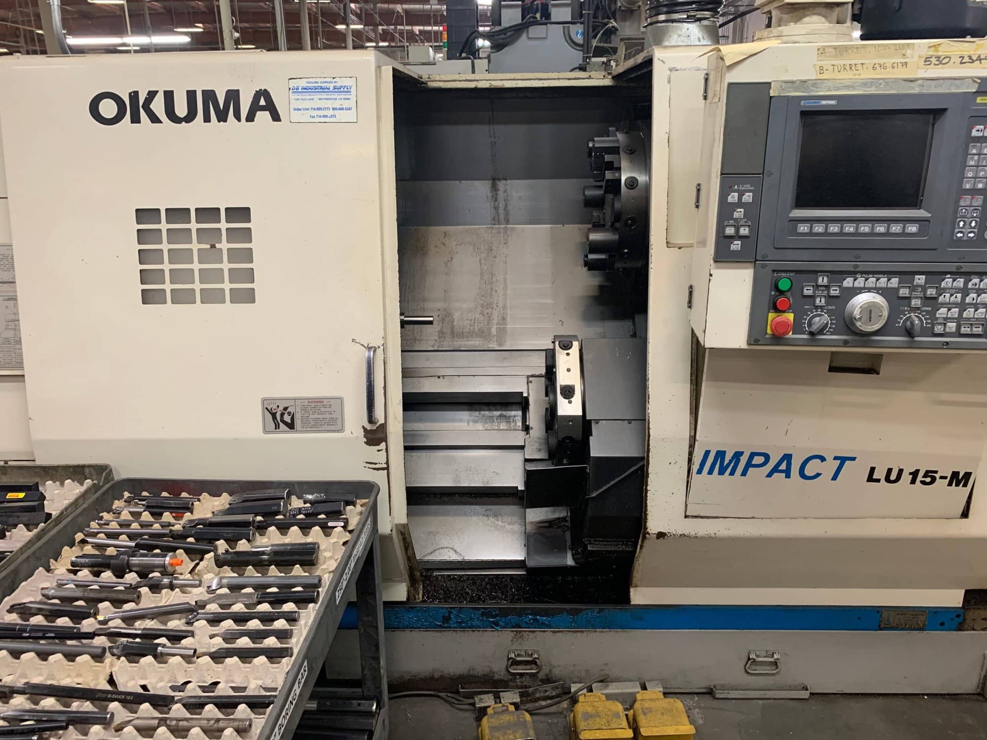 Okuma LU15 CNC Lathe, 2000 - Live Tooling, Dual Turrets, Tooling Included, Chip Conveyor - Image 2