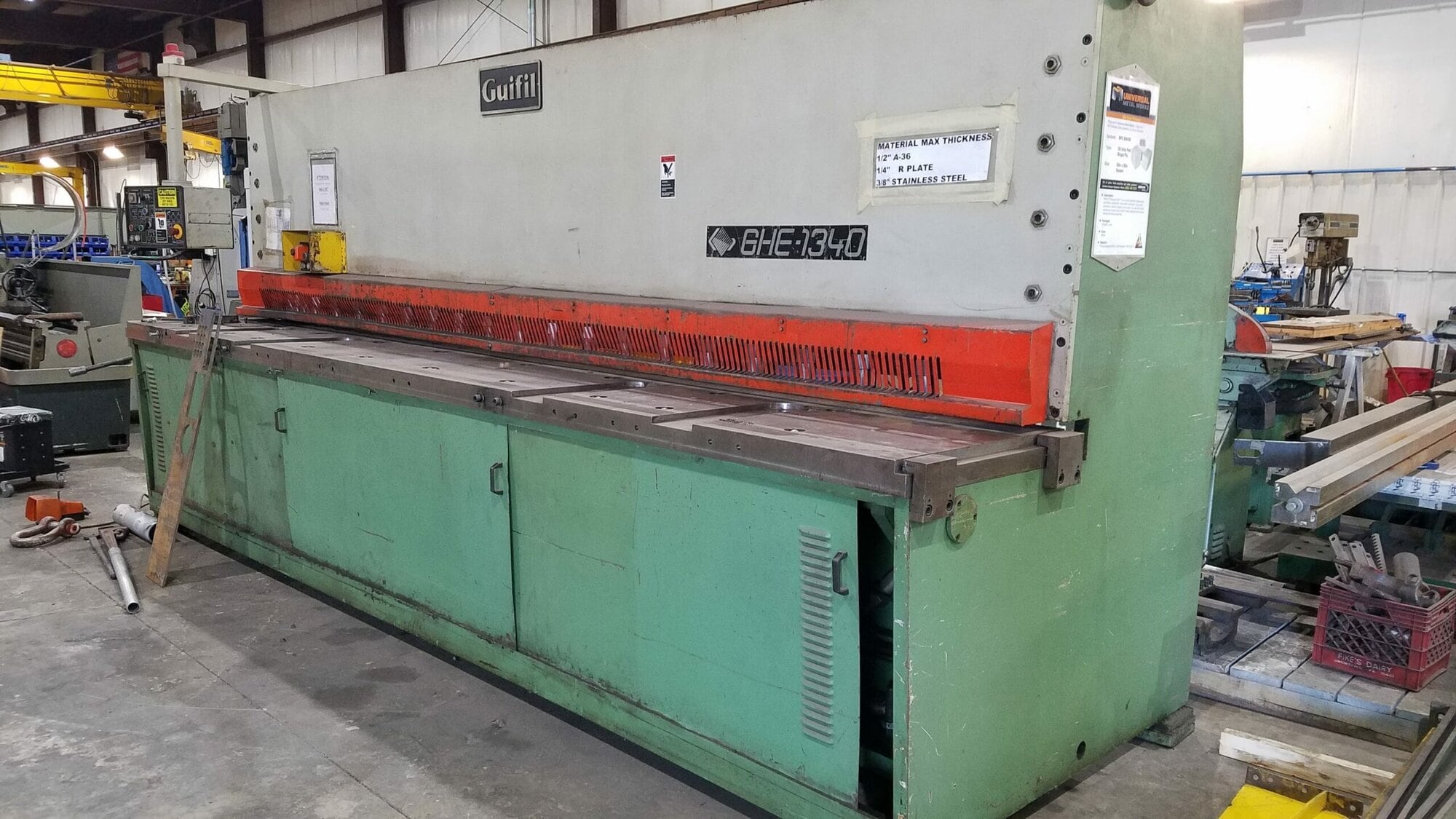 1/2" x 13.5' Guifil GHE 1340 Guillotine Shear, 1995- Power Backgauge, Adjustable blade gap - Image 4