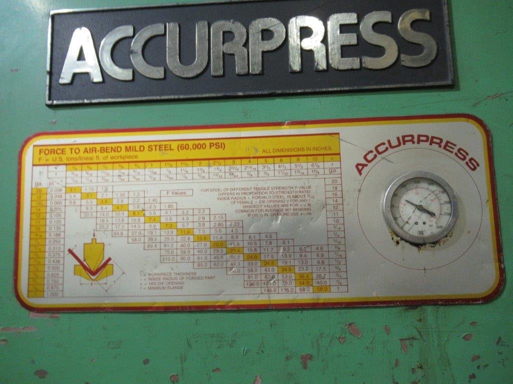 250 Ton x 12’ Accurpress 725012 Press Brake, 1985 - Image 4