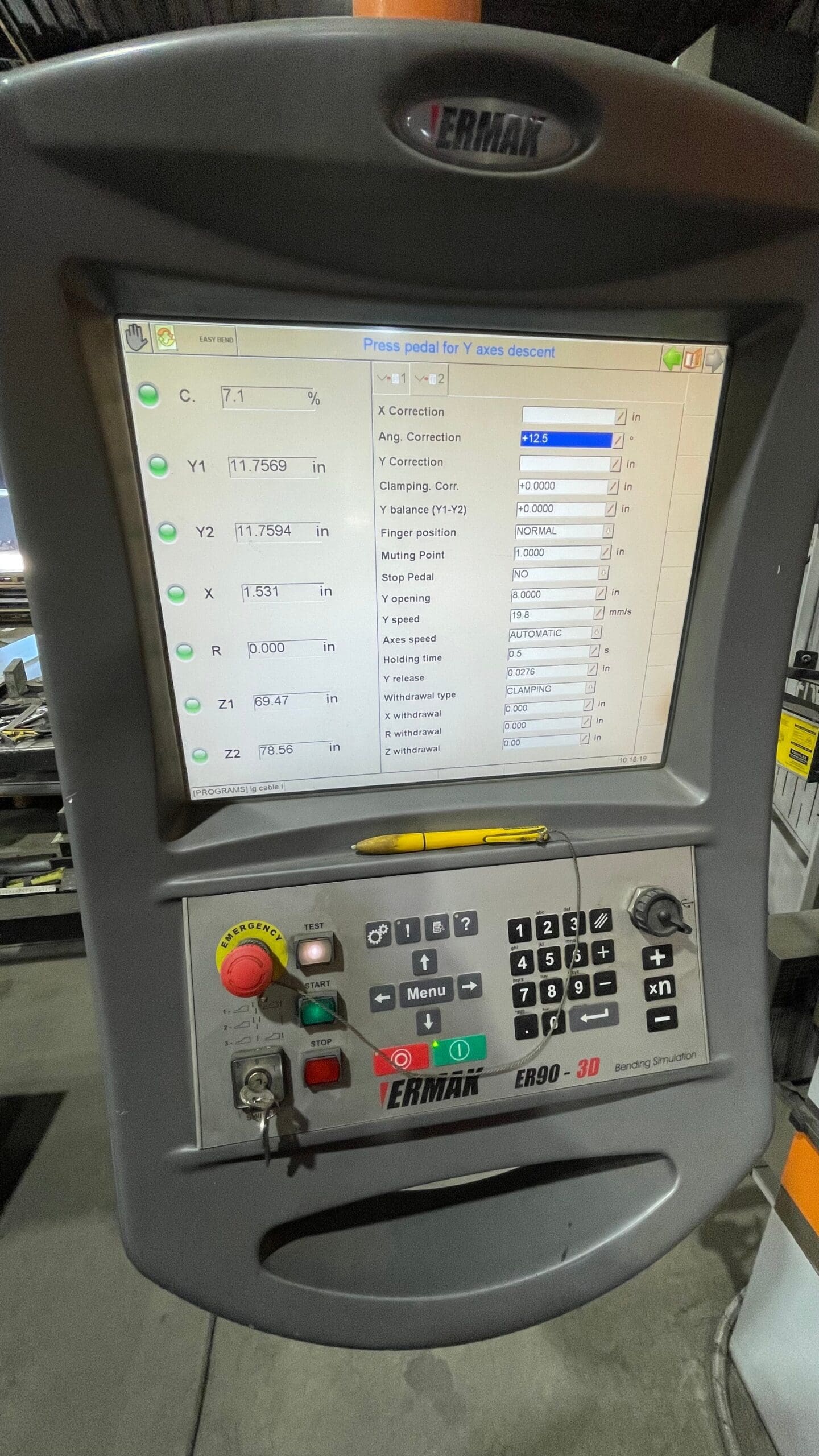 242 Ton x 12' Ermak Speed-Bend CNC Press Brake, 2014- 7-Axis CNC - Image 2