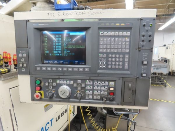 Okuma Impact LU-15M CNC Lathe, 1996 - Live Tooling, Bar Feeder, Twin Turret, Chip Conveyor, Manuals - Image 8