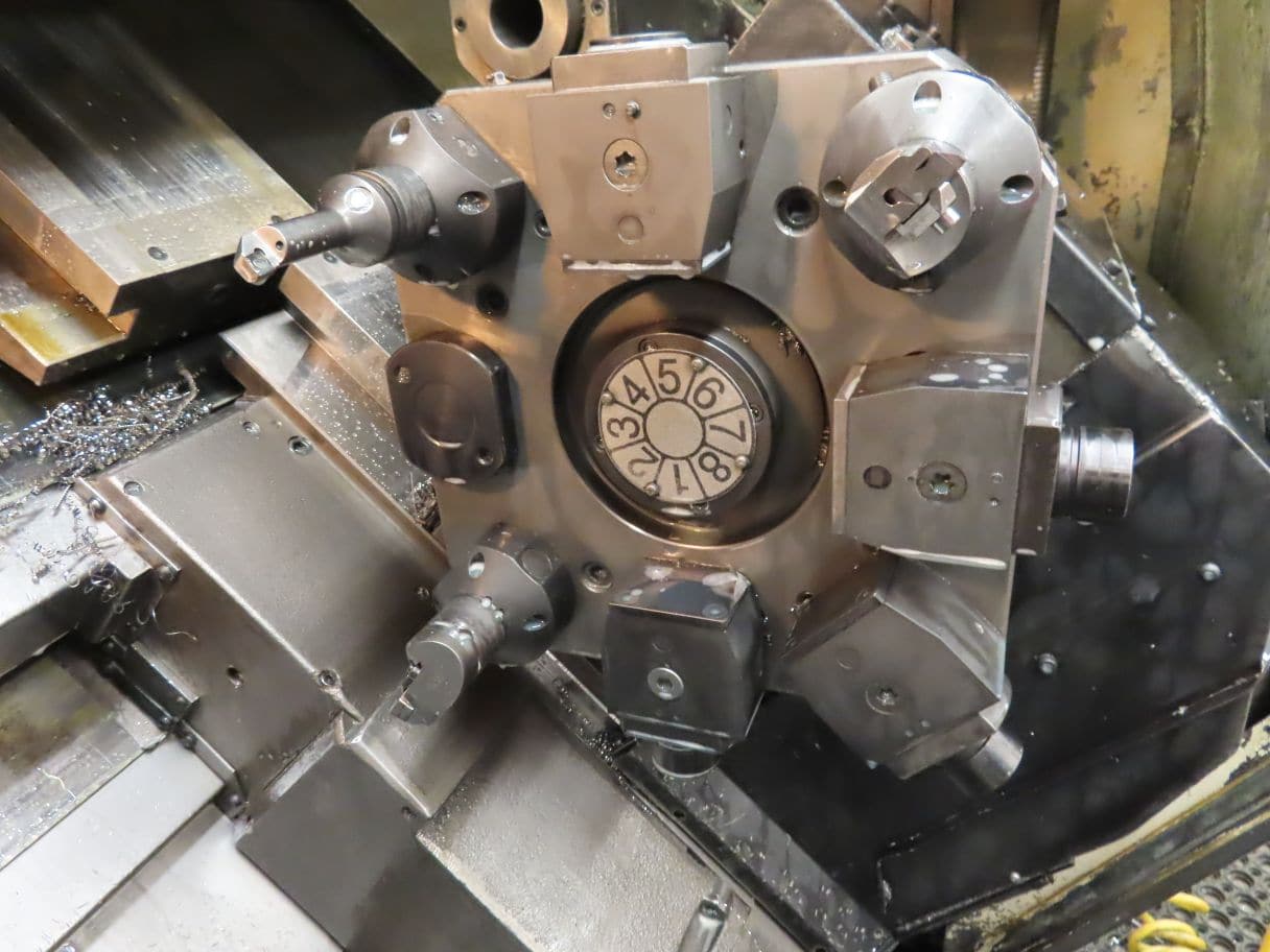 Okuma Impact LU-15M CNC Lathe, 1996 - Live Tooling, Bar Feeder, Twin Turret, Chip Conveyor, Manuals - Image 3
