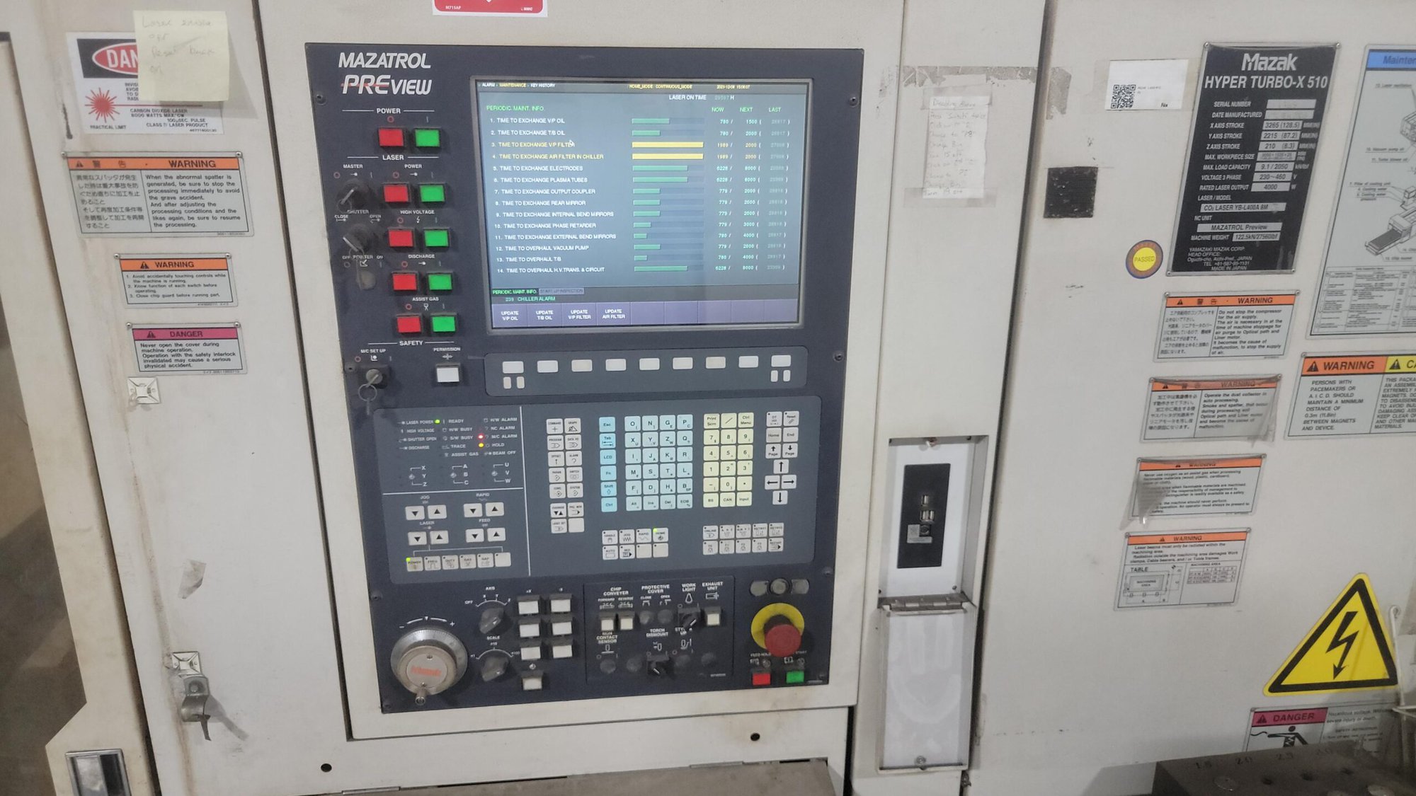 4000 Watt Mazak Hyper Turbo-X 510 C02 Laser, 2008 - 5' x 10' Table - Image 2