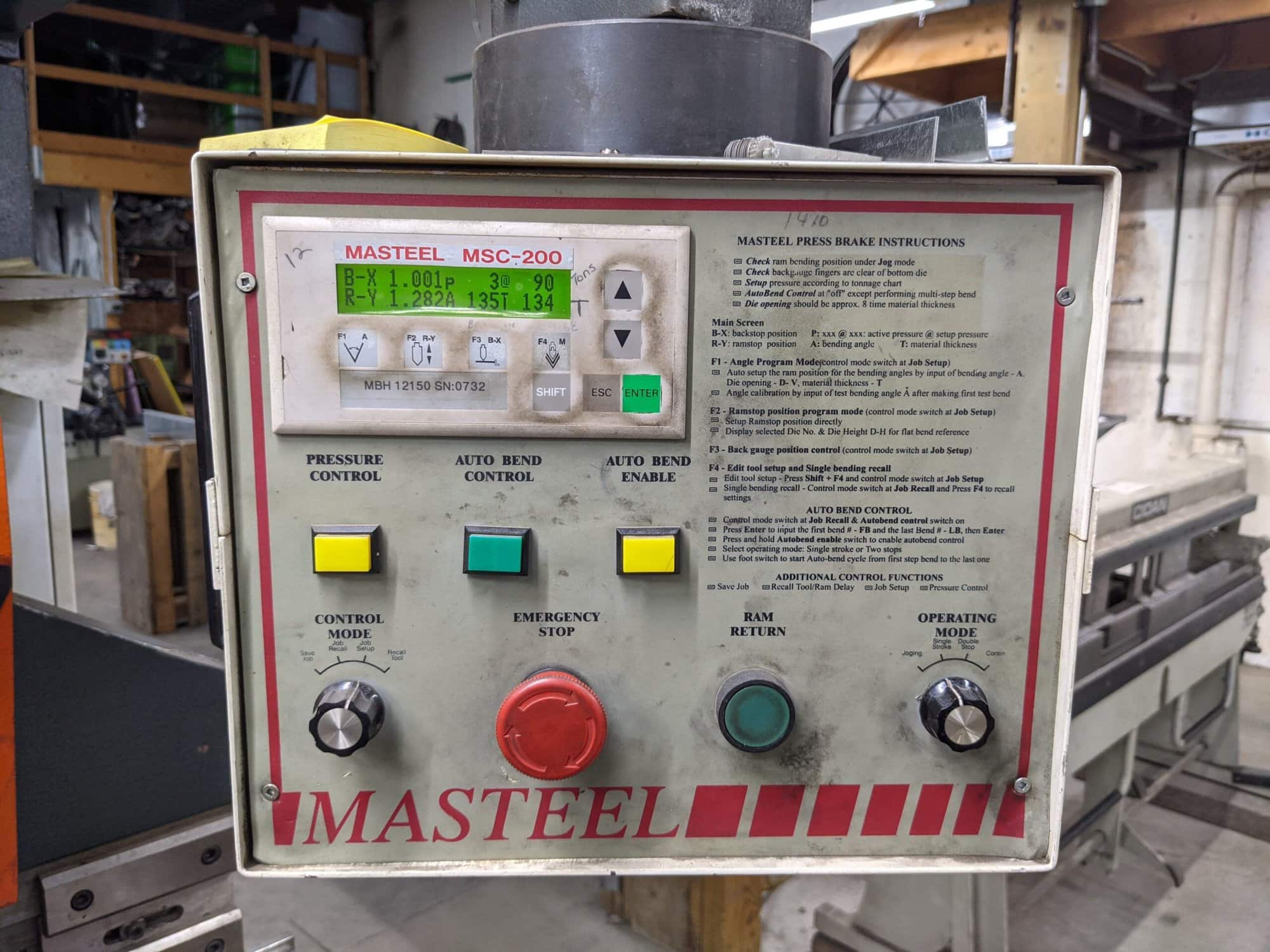 150 Ton x 12' Masteel MBH-12150 Press Brake, 2000 - Image 2