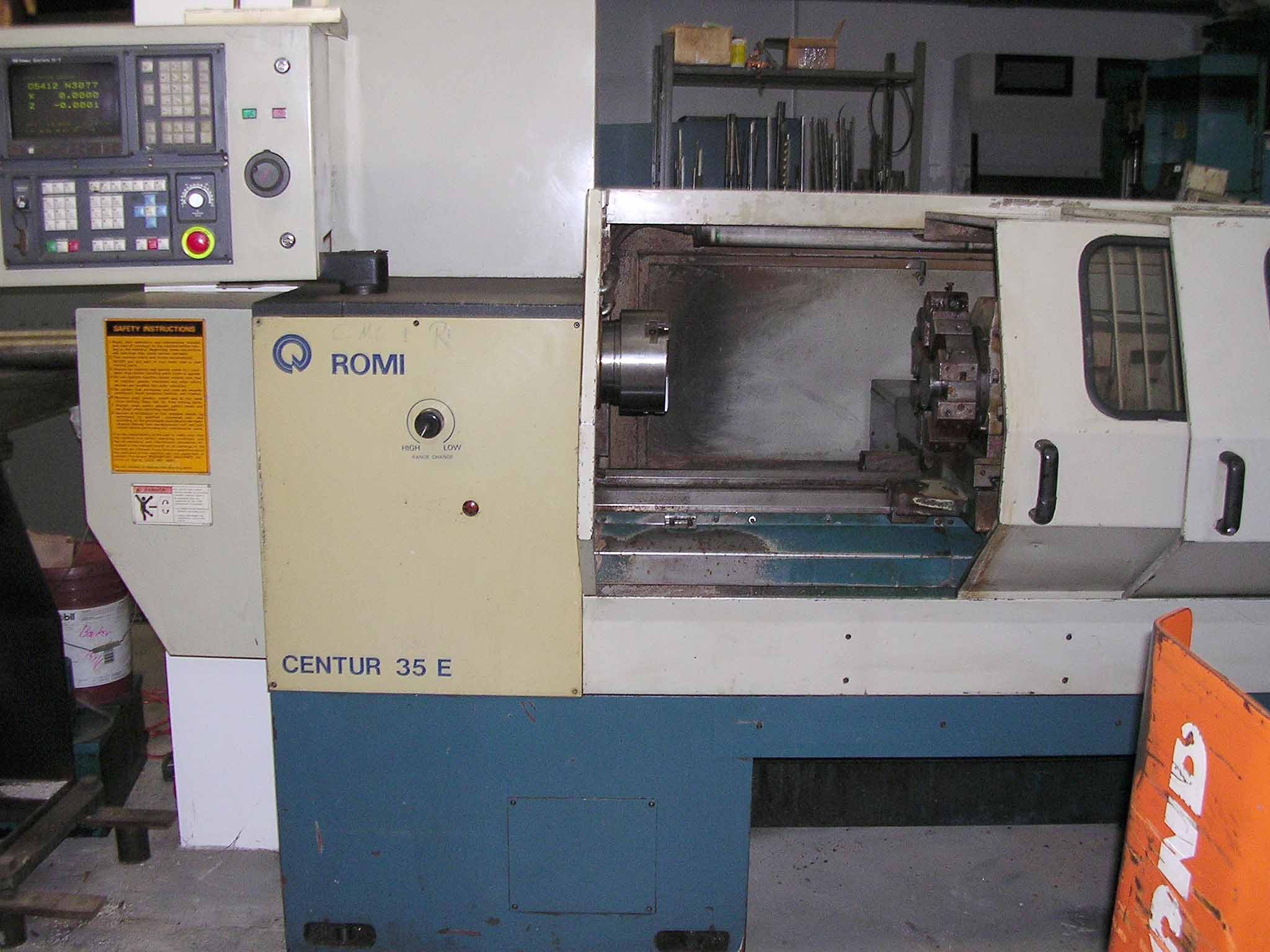 Bridgeport Romi Centur 35 E CNC Lathe, 1991 - 8 Tool Turret, Fanuc, Programmable Tailstock