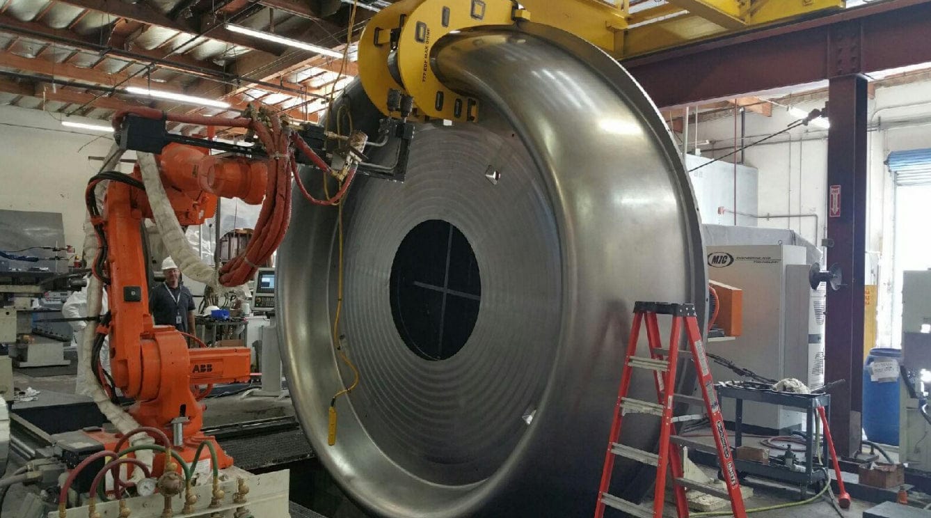 250" MJC CNC Dome Spin Forming Machine, 2014 - Robotic Torch System, CNC Back Up Plate - Image 5