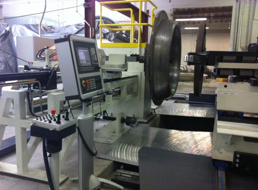 250" MJC CNC Dome Spin Forming Machine, 2014 - Robotic Torch System, CNC Back Up Plate - Image 3