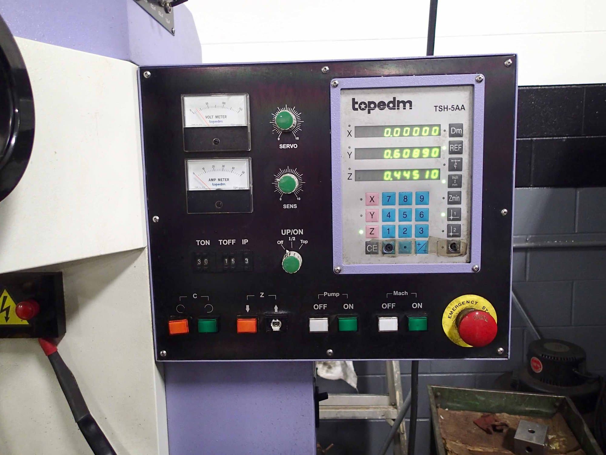 Top EDM TSH-5AA Spark Erosion Hole Popper EDM, 2006- 25 Amp, DRO - Image 2