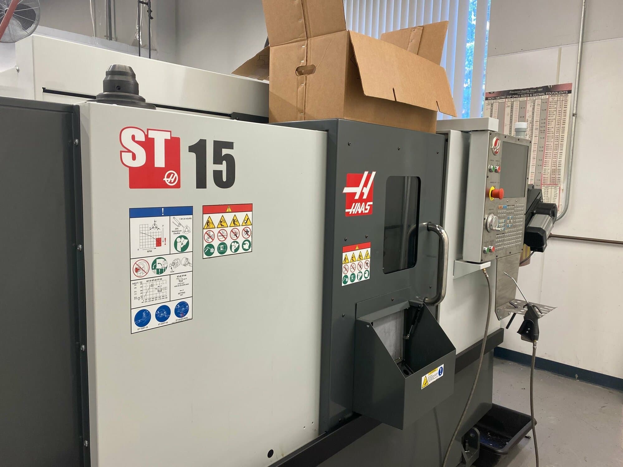 Haas ST-15 CNC Lathe, 2017- Excellent Condition, Low Hours, 8" Chuck,Tailstock, Auto Door, Parts Catcher, Chip Auger