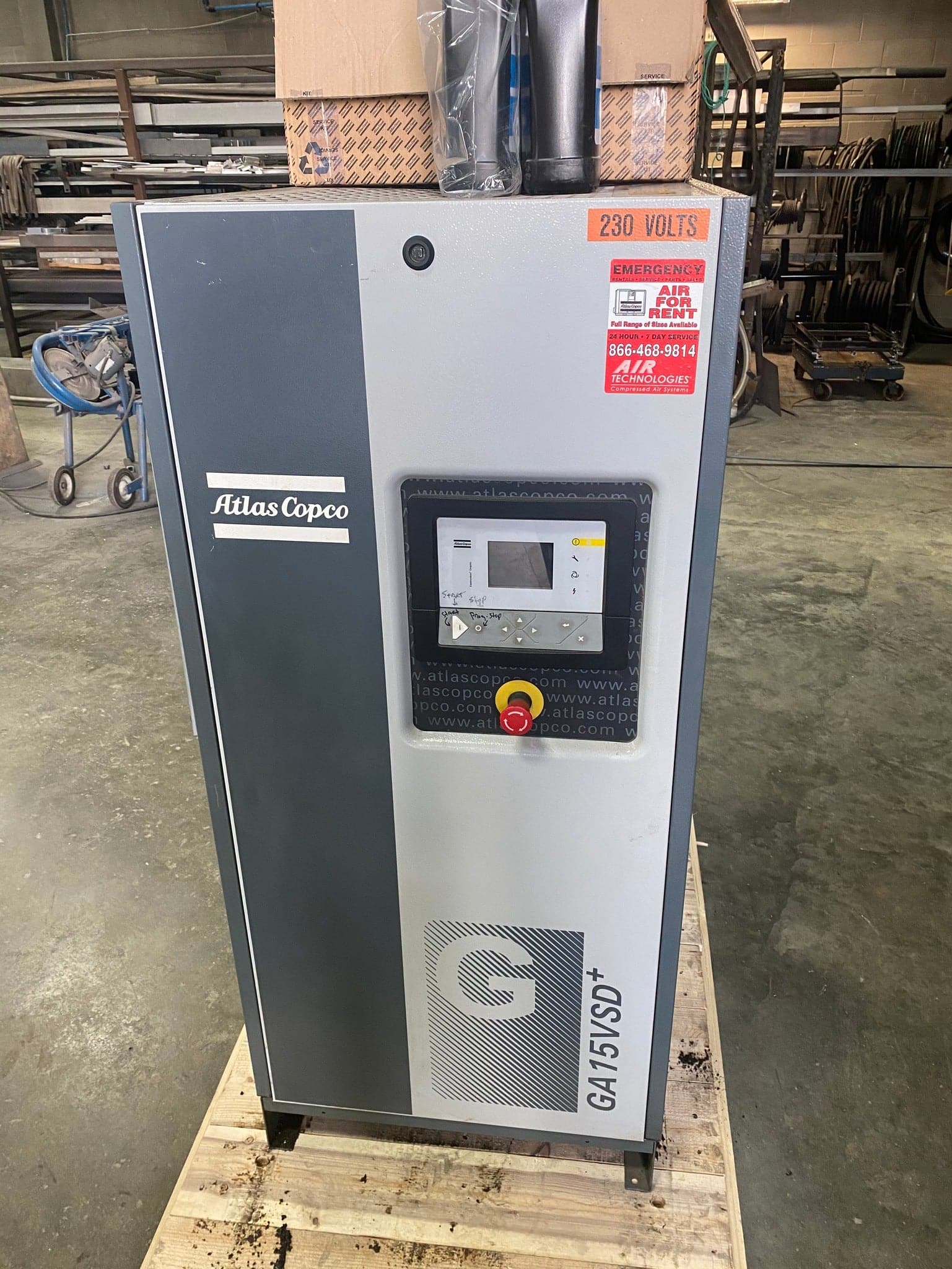 Atlas Copco GA15VSD+ Variable Rotary Screw Compressor, 2015