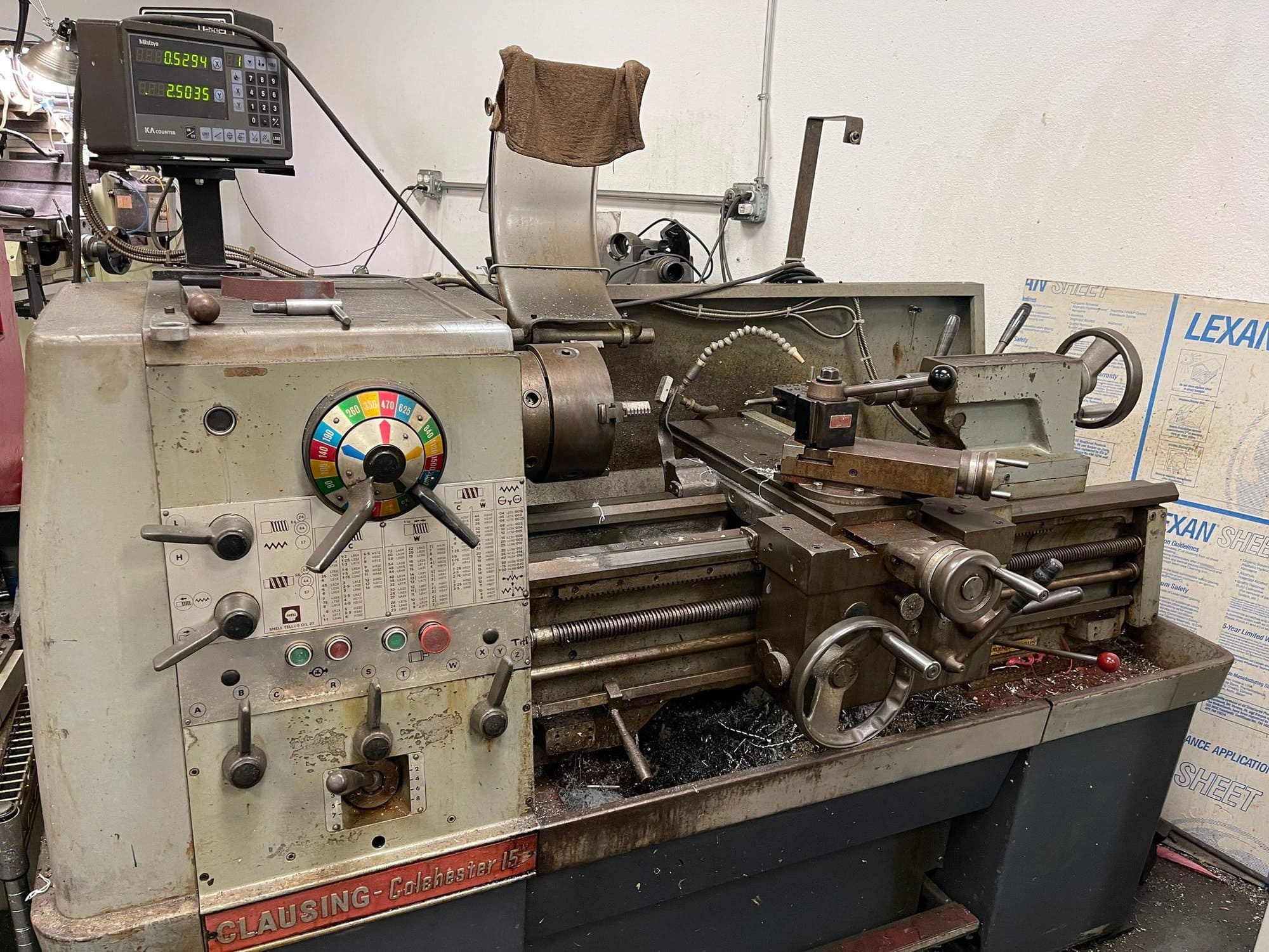Clausing Colchester 15" Engine Lathe - Digital Read Out, Tailstock