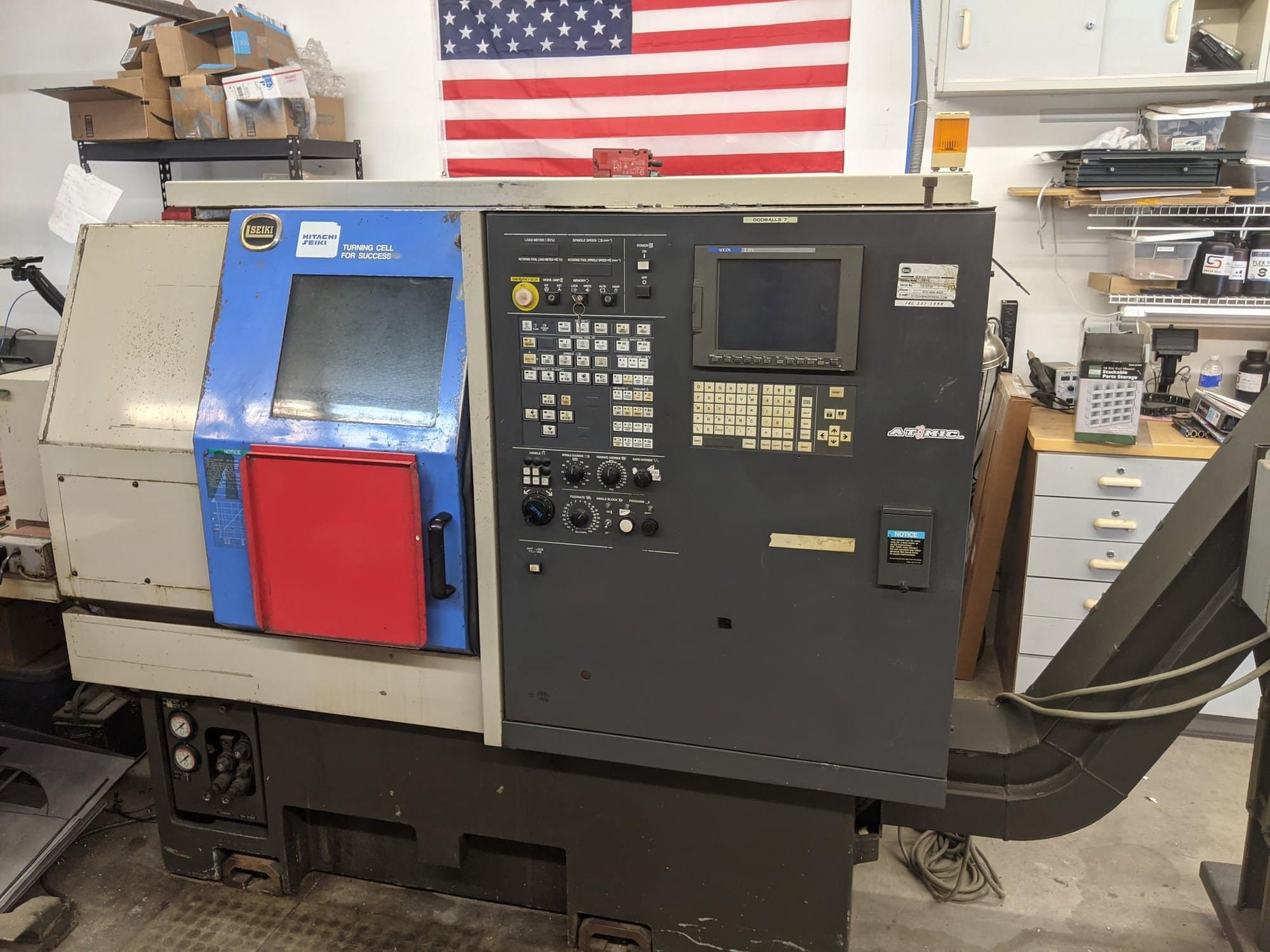 Hitachi Seiki TS 15 CNC Lathe, 1993 - Chip Conveyor, Parts Catcher, Tooling Available
