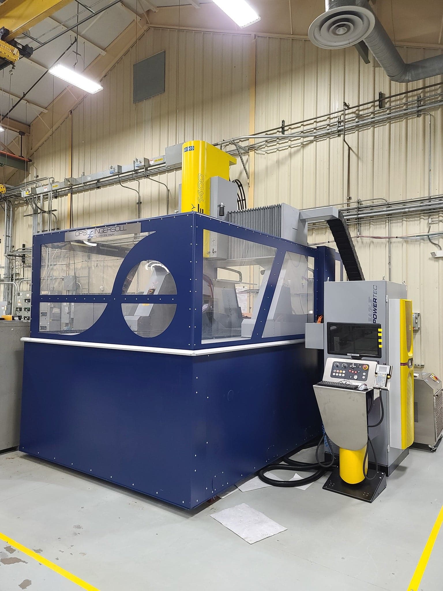 OPS Ingersoll (Mitsubishi) Gantry Eagle 1400 EDM, 2020 - PT60 w/ PT110 Power Supply, 48 Tools, Chiller, Platform, Fine Finish Package