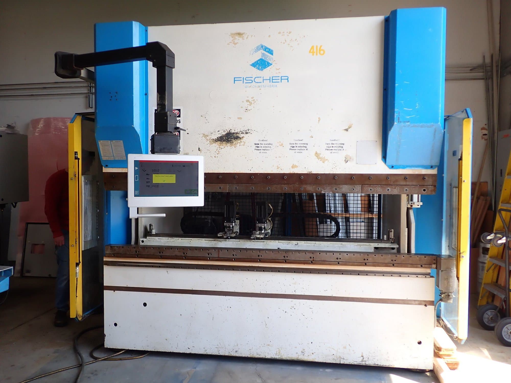88 Ton x 8' Fischer DAP 8 CNC Press Brake, 1998- New Cybelec VisiTouch19 CNC Control
