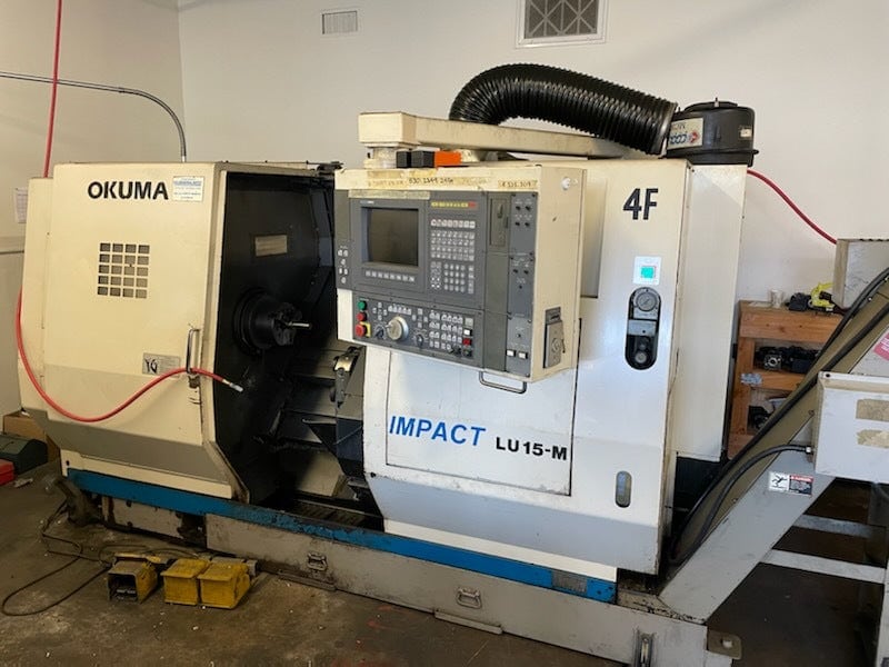 Okuma LU15 CNC Lathe, 2000 - Live Tooling, Dual Turrets, Tooling Included, Chip Conveyor