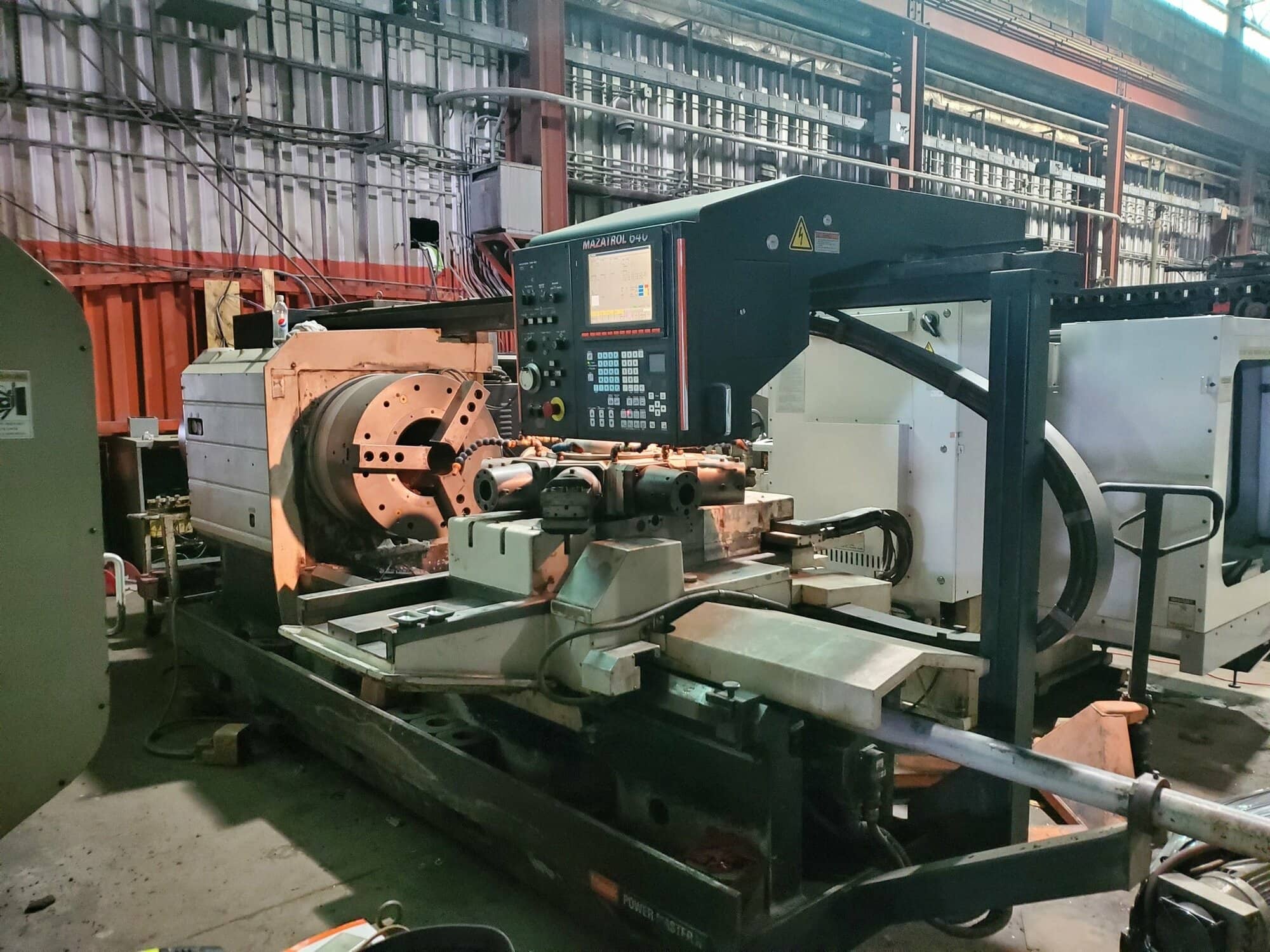 Mazak Powermaster CNC Lathe, 2005 - 12.8" Bore, Dual 28" Chucks, Mazatrol 640T