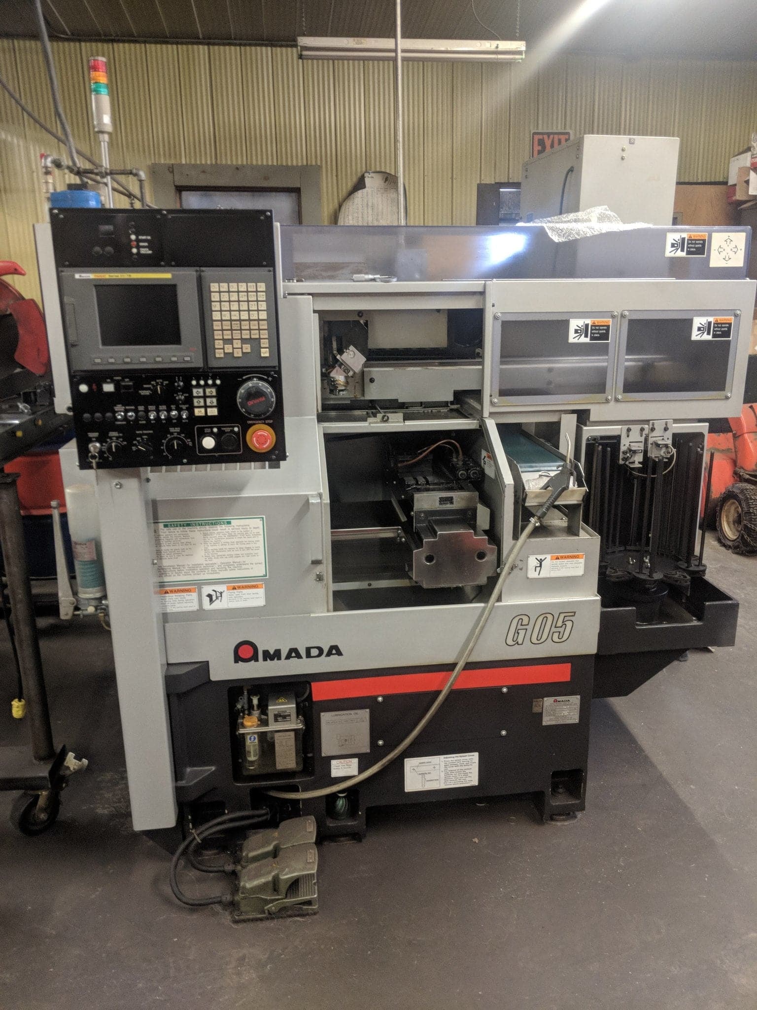 Amada Wasino G-05 CNC Gang Lathe, 2012 - Gantry Loader, Mist Buster, Fanuc Control