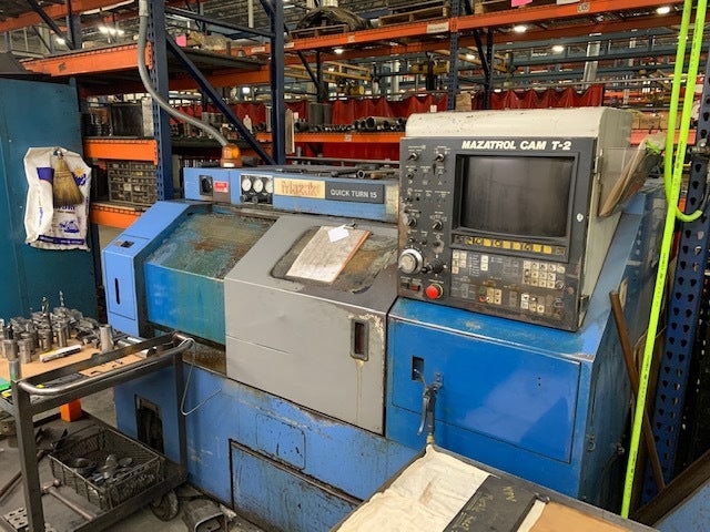 Mazak Quickturn 15 CNC Lathe, 1991 - Tailstock, Chip Conveyor, Under Power, Video