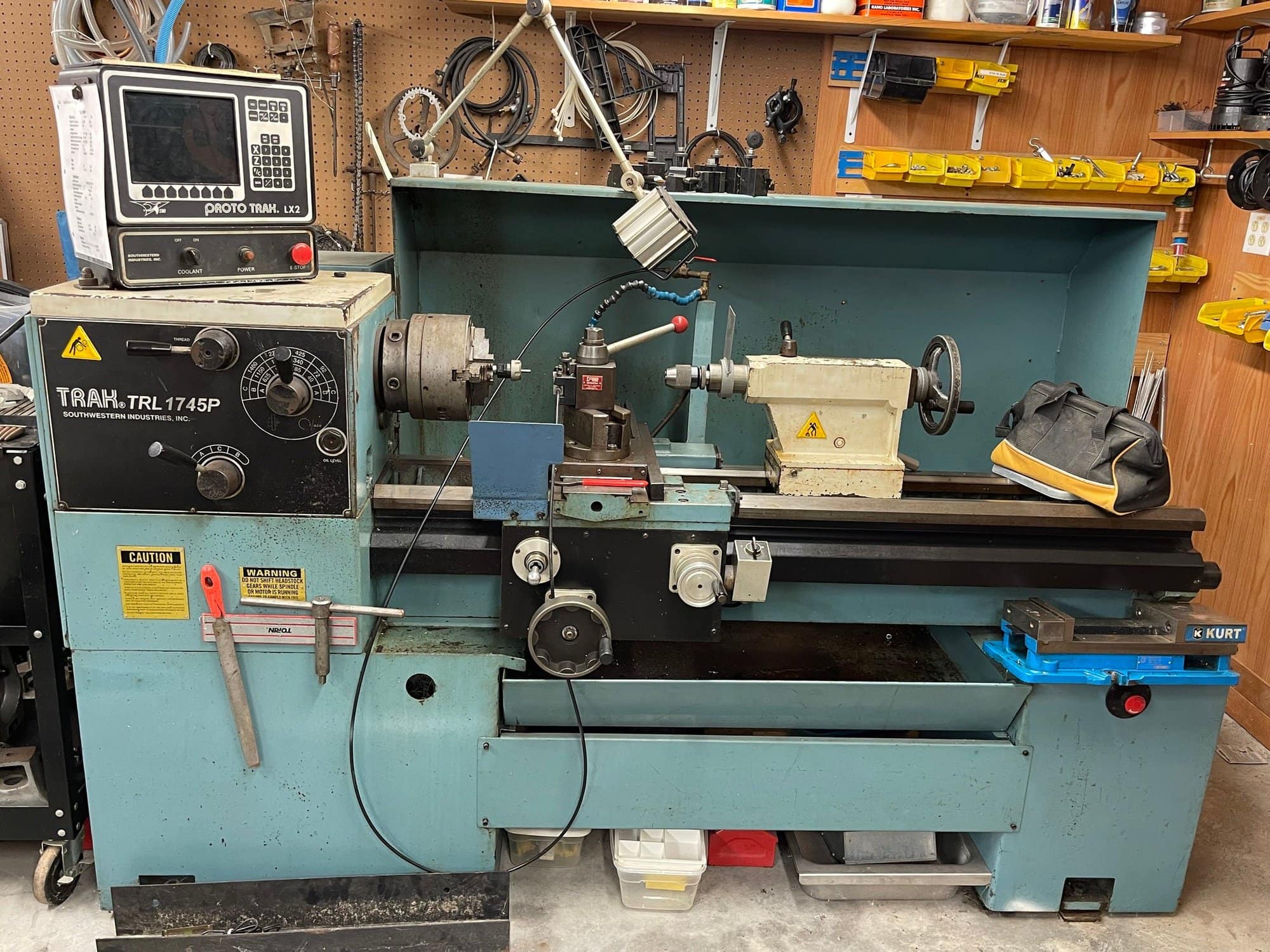 Southwestern Industries Trak TRL 1745P Lathe, 1996 - Tailstock, Proto Trak LX2 Control