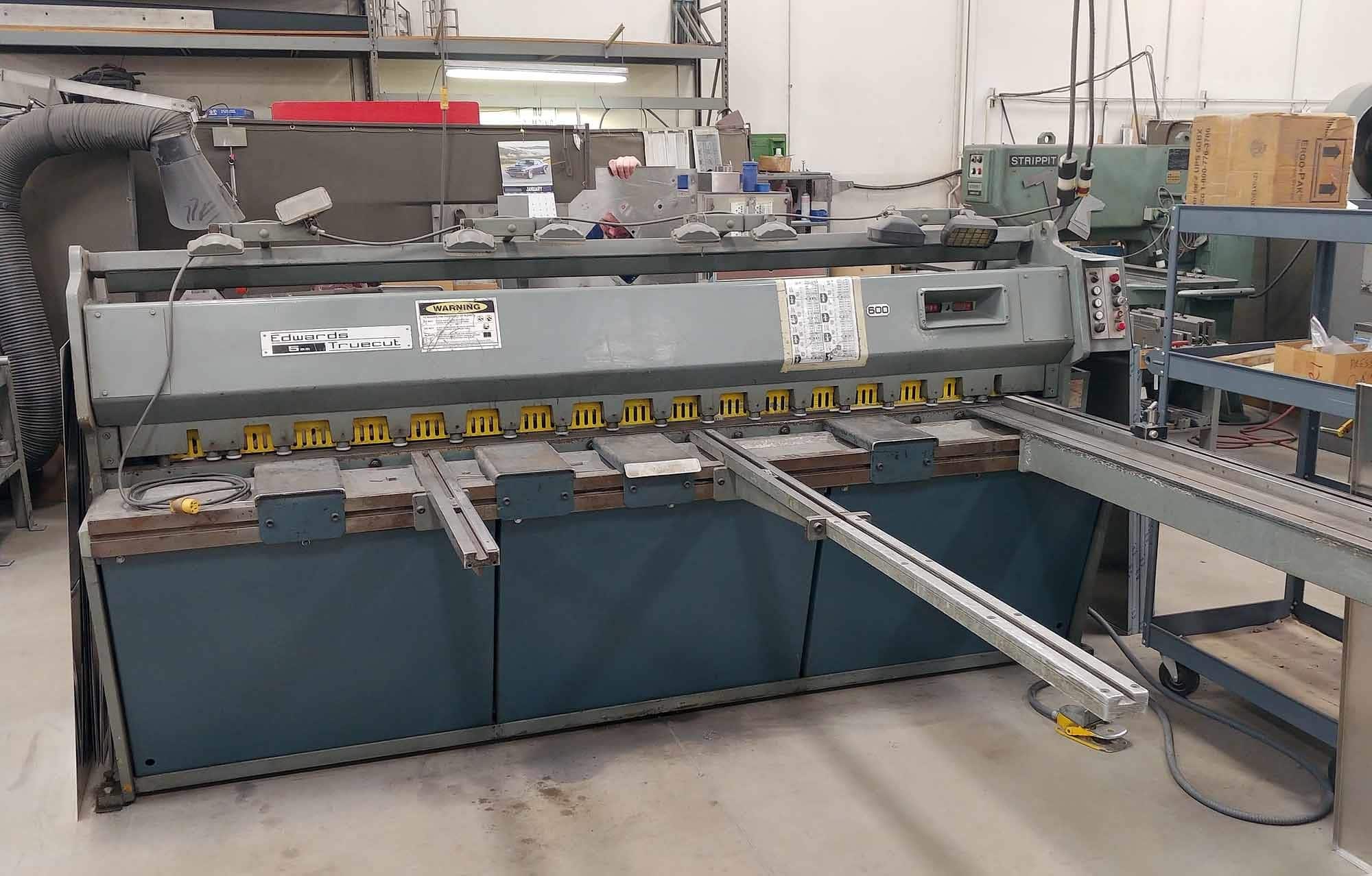 3/16" x 8' Edwards 5/2500 MK5 Mechanical Shear- Back Gauge, Squaring Arm