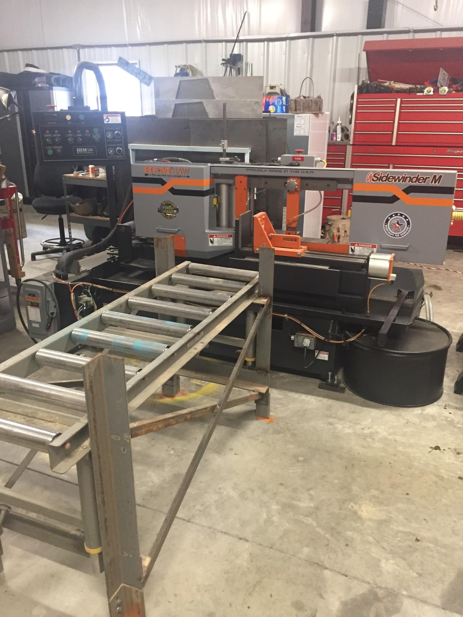 16″ x 12.75" HEM Sidewinder M Horizontal Miter Band Saw, 2017- Single Phase, Barely Used